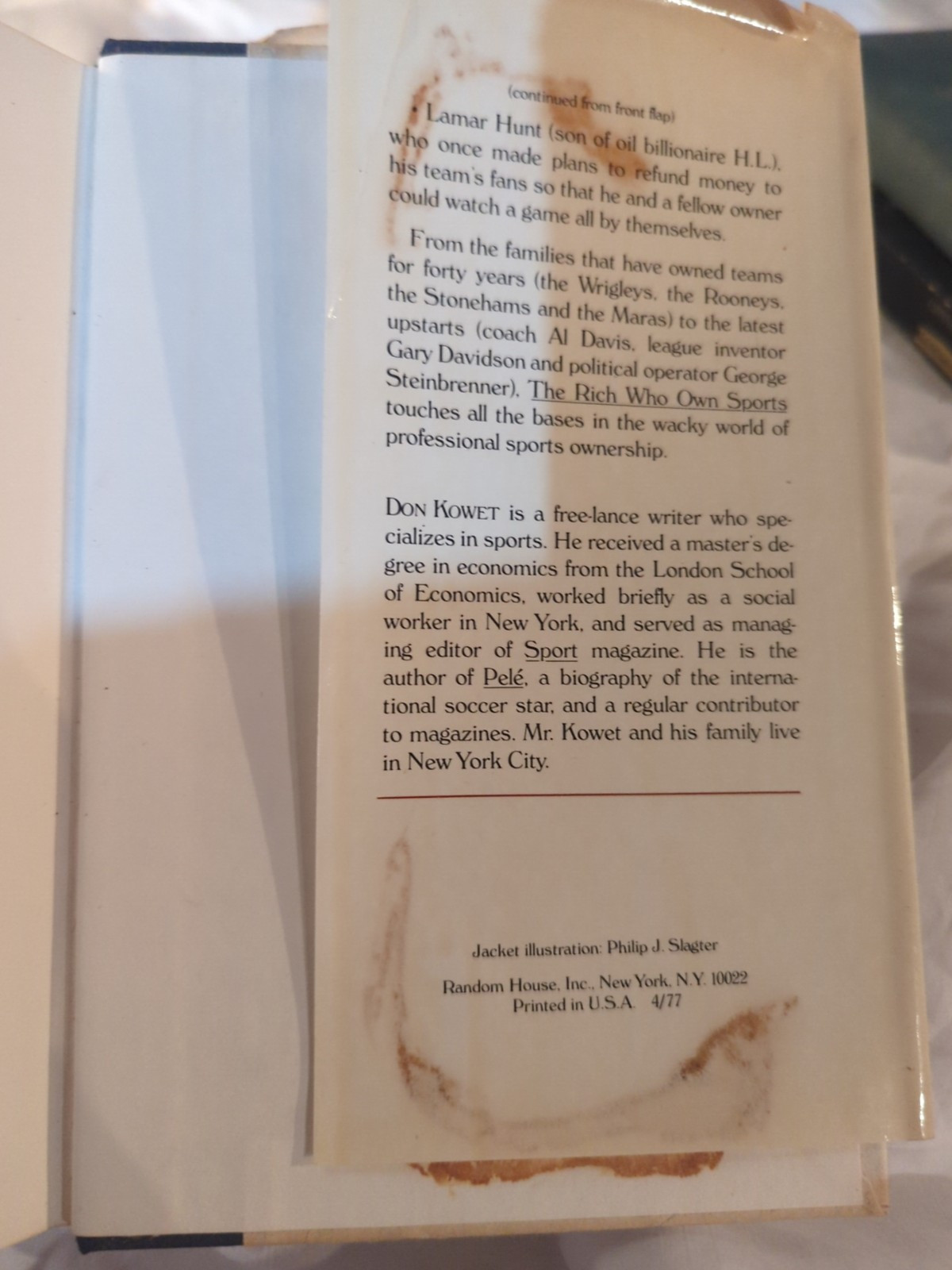 The Rich Who Own Sports, by Don Kowet 1977 First Edition