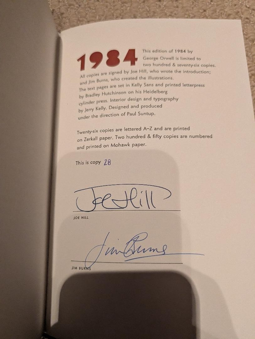 Suntup George Orwell Nineteen Eighty-Four 1984 #28 Numbered Edition Signed