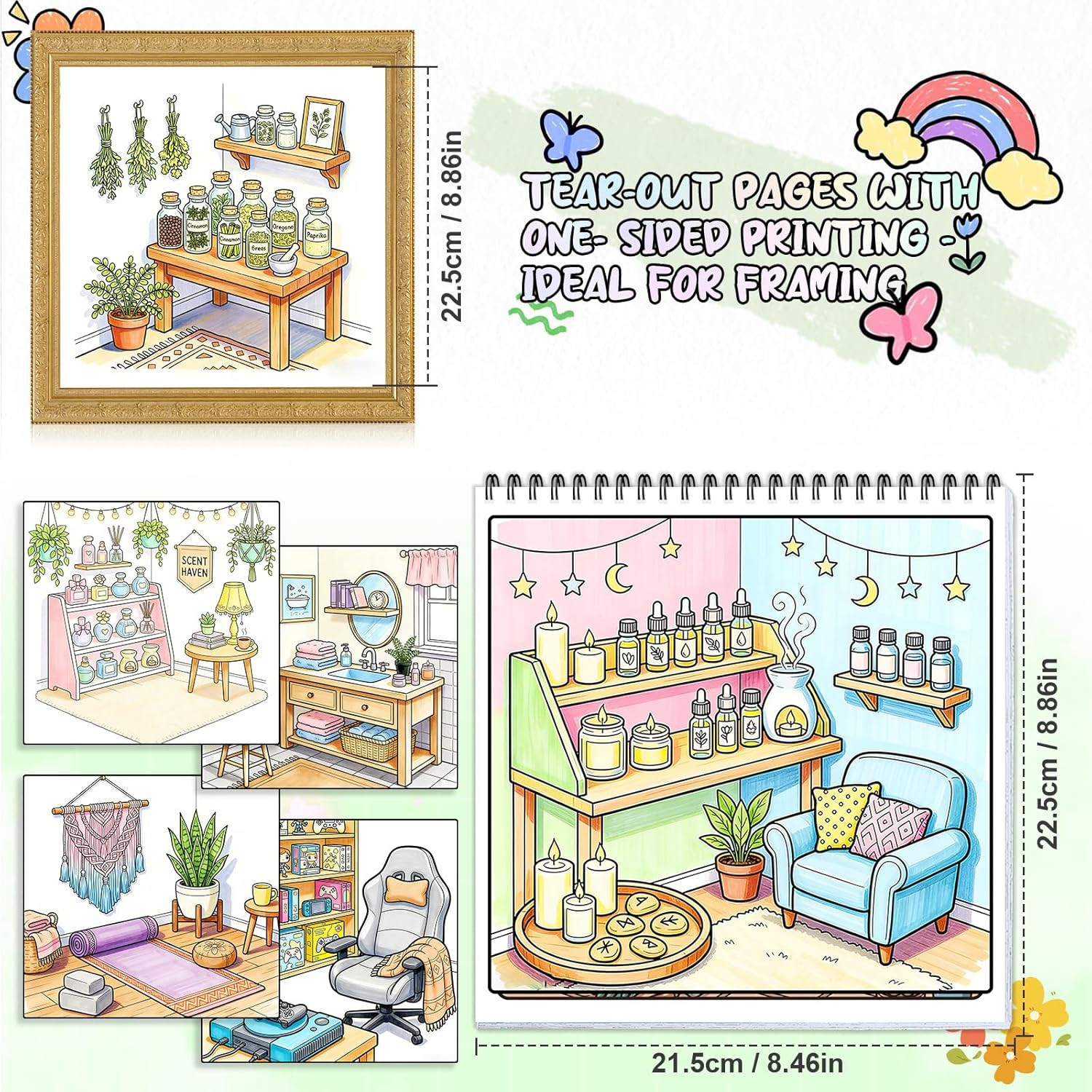 Adult Coloring Book for Women Relaxation, Spiral Bound Mindfulness Coloring