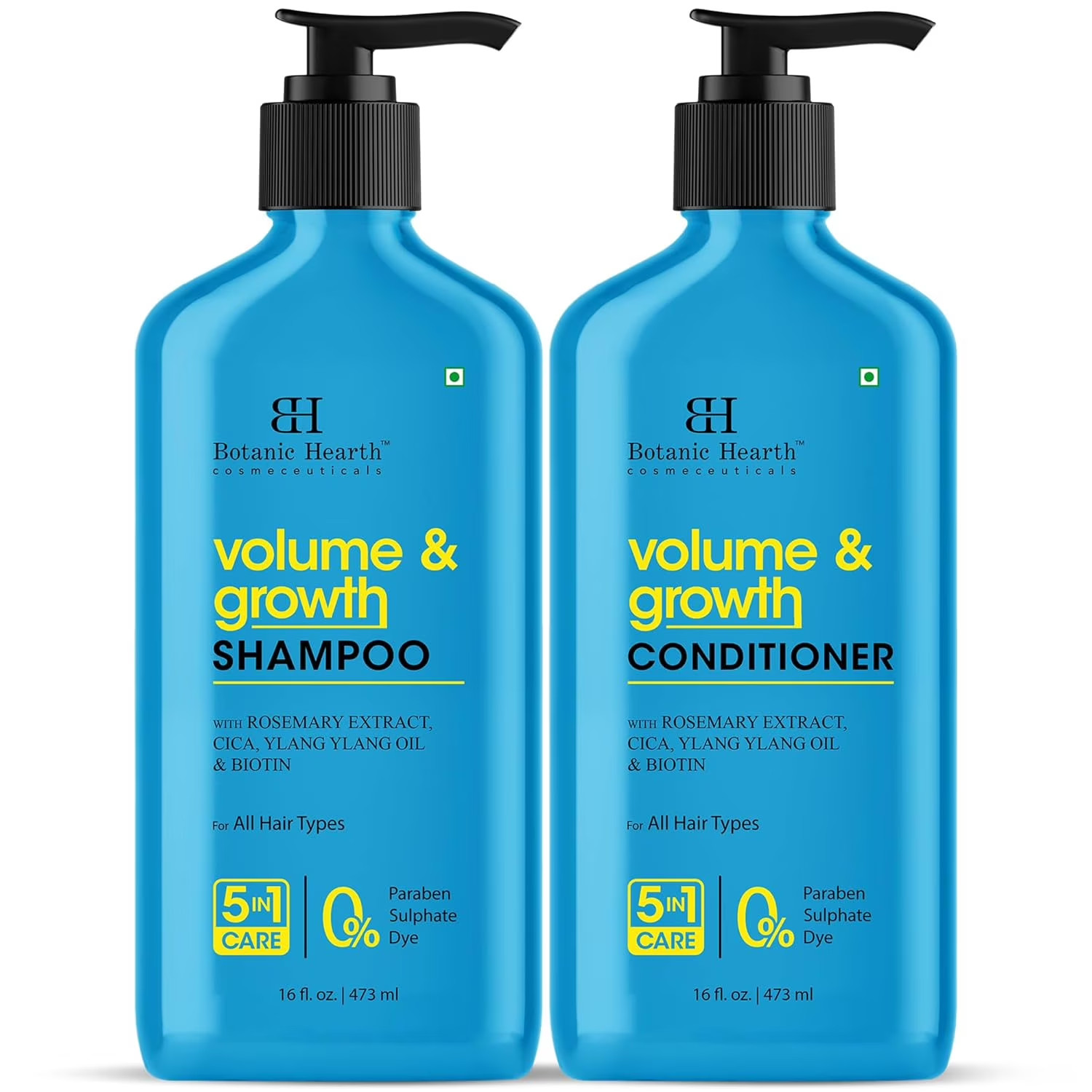 Volume & Growth Shampoo and Conditioner Set, 16 Fl Oz Each – with Biotin & Rosem