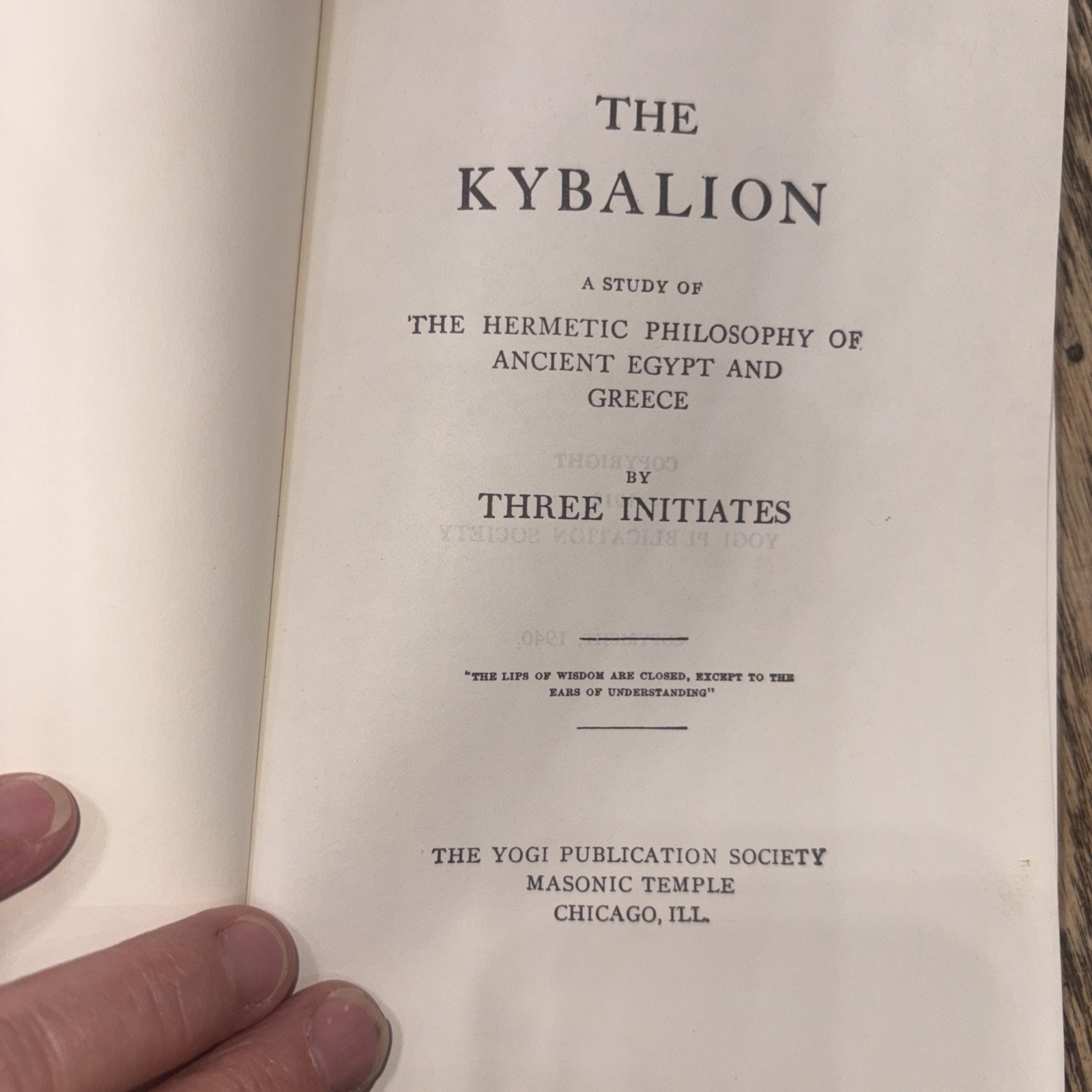 The Kybalion Hermetic Philosophy By Three Initiates Yogi Publication Society HC
