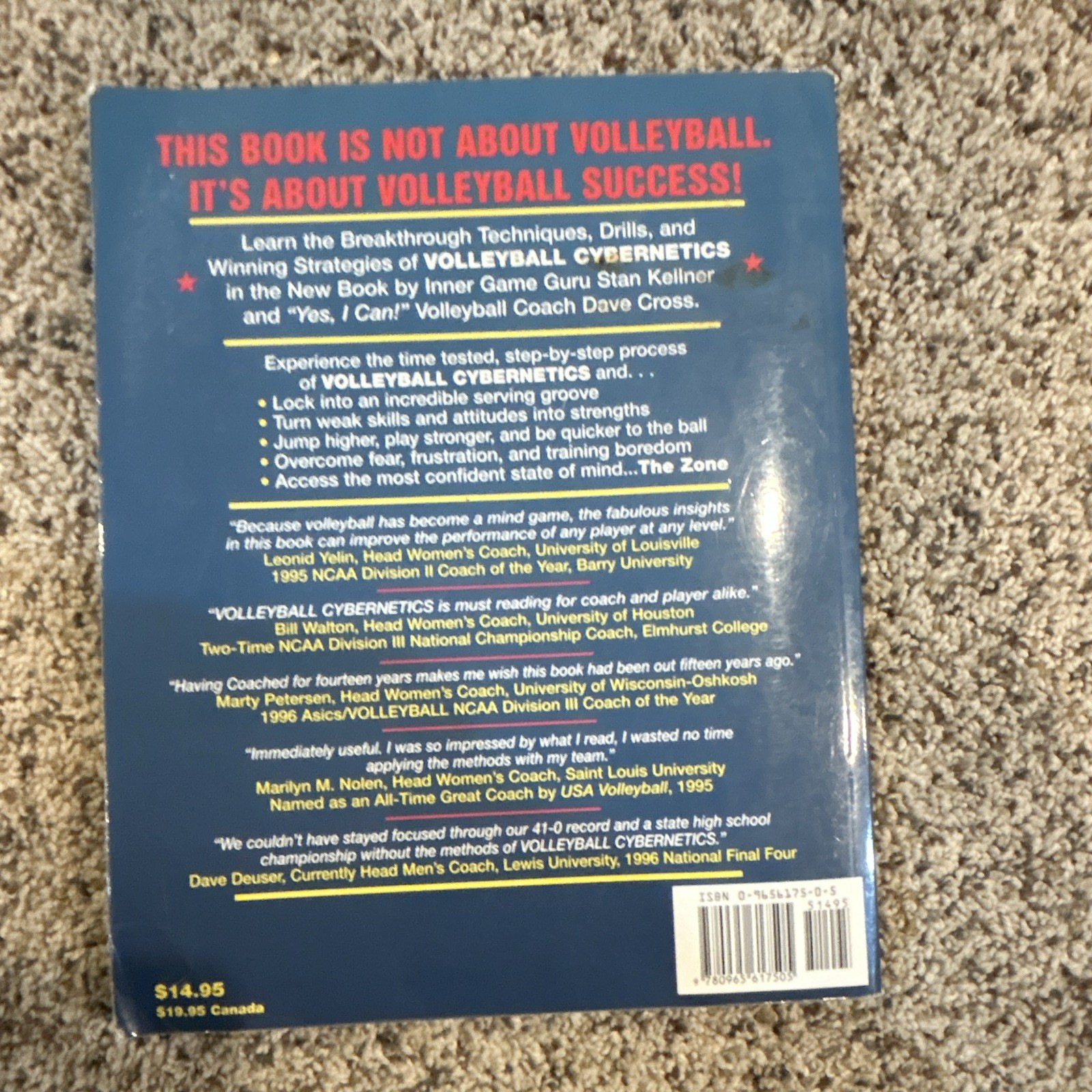 Volleyball Cybernetics by Stan Kellner & Dave Cross Paperback Volleyball Sports