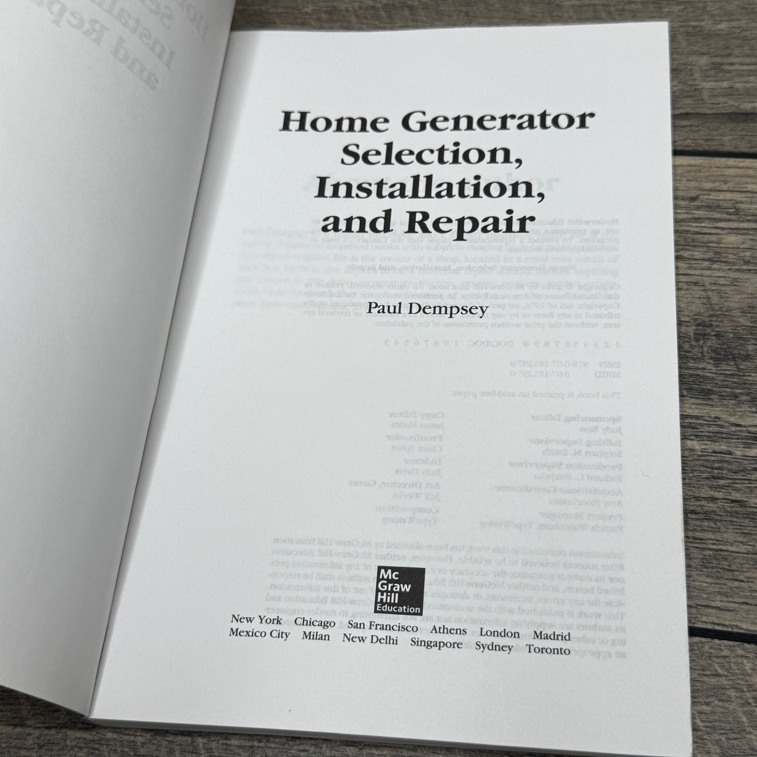 Home Generator Selection, Installation, Repair Paul Dempsey 2014 McGraw Hill