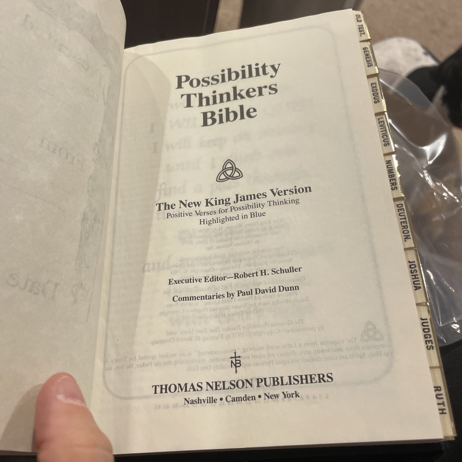 1984 Possibility Thinkers Bible New King James Version Nelson #402 Blue INDEXED