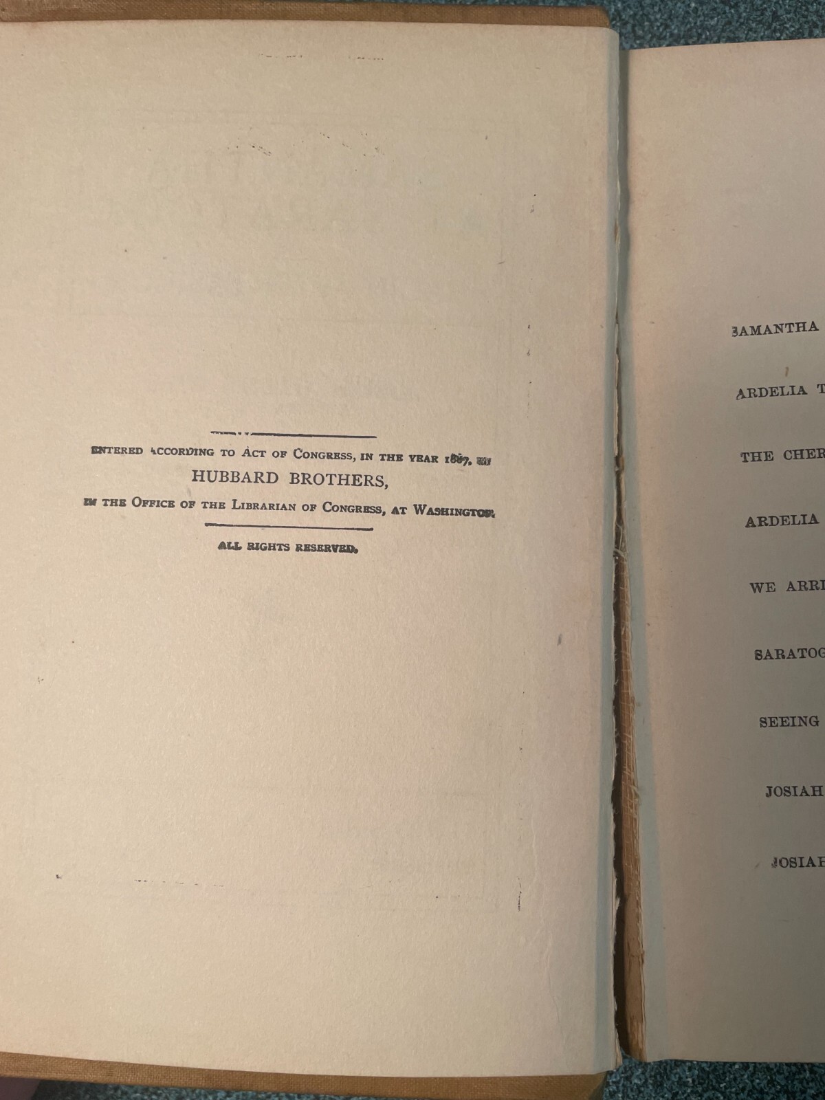 Samantha at Saratoga by Josiah Allen’s Wife (Marietta Holley) (1887, HC)