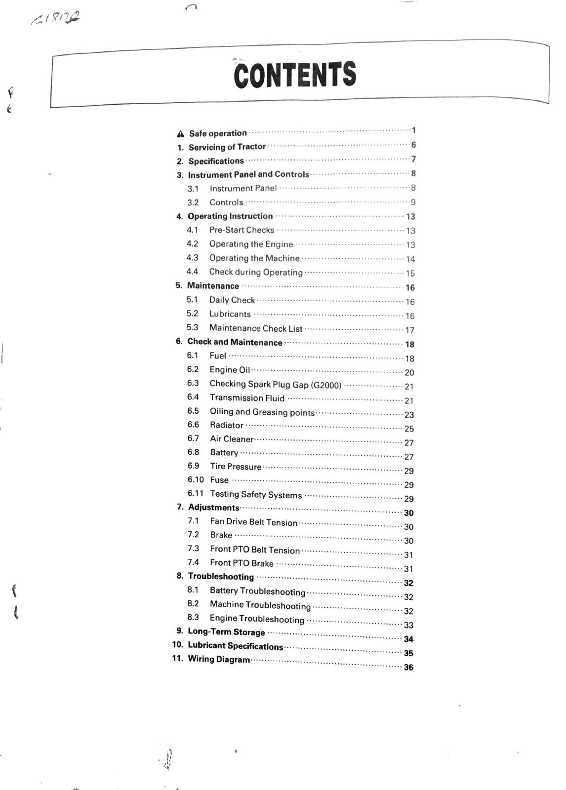 KUBOTA G2000 G1900 G1800 Operators Manual TOUGH BINDING – PROTECTIVE COVERED