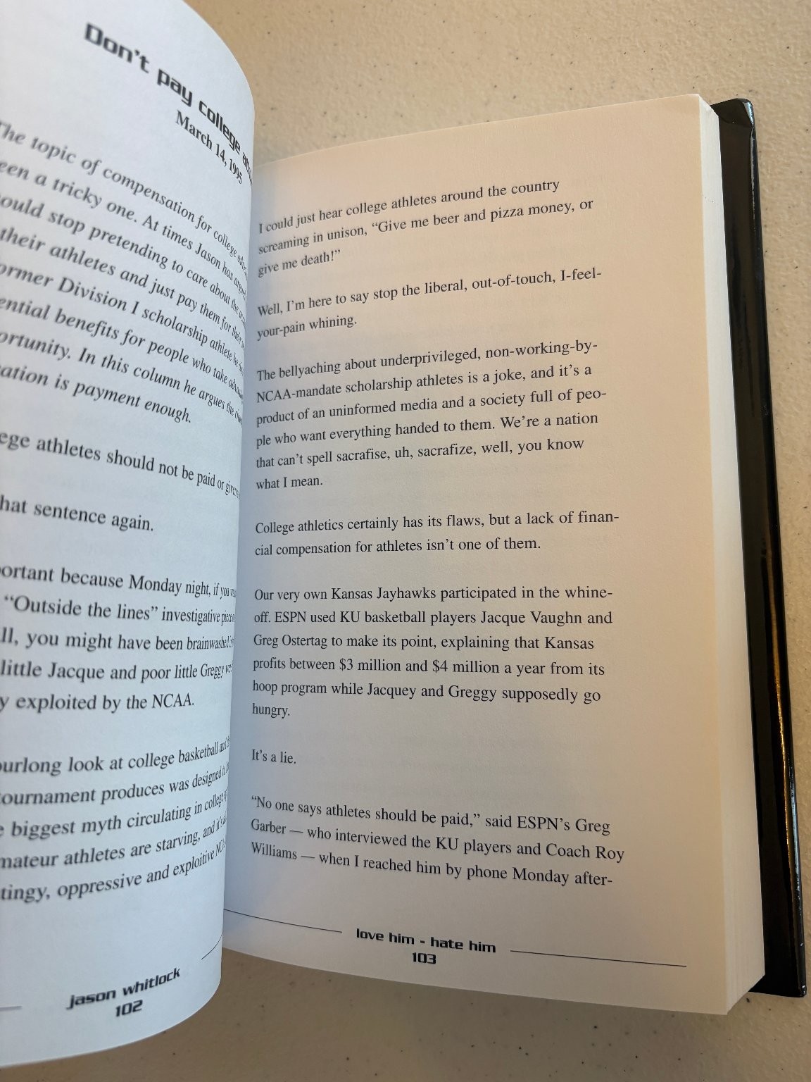 Love Him, Hate Him Jason Whitlock 2004 Kansas City Sports Journalism Hardcover
