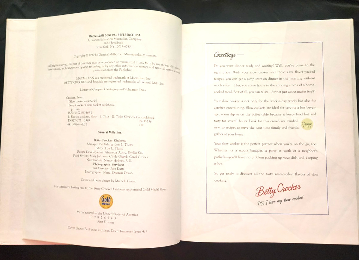 Betty Crocker’s Slow Cooker Cookbook Vintage Cookbook 1999 224 pages