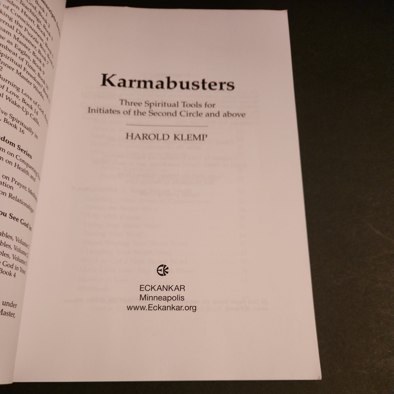 KARMABUSTERS: THREE SPIRITUAL TOOLS FOR INITIATES By Harold Klemp 2008 paperback