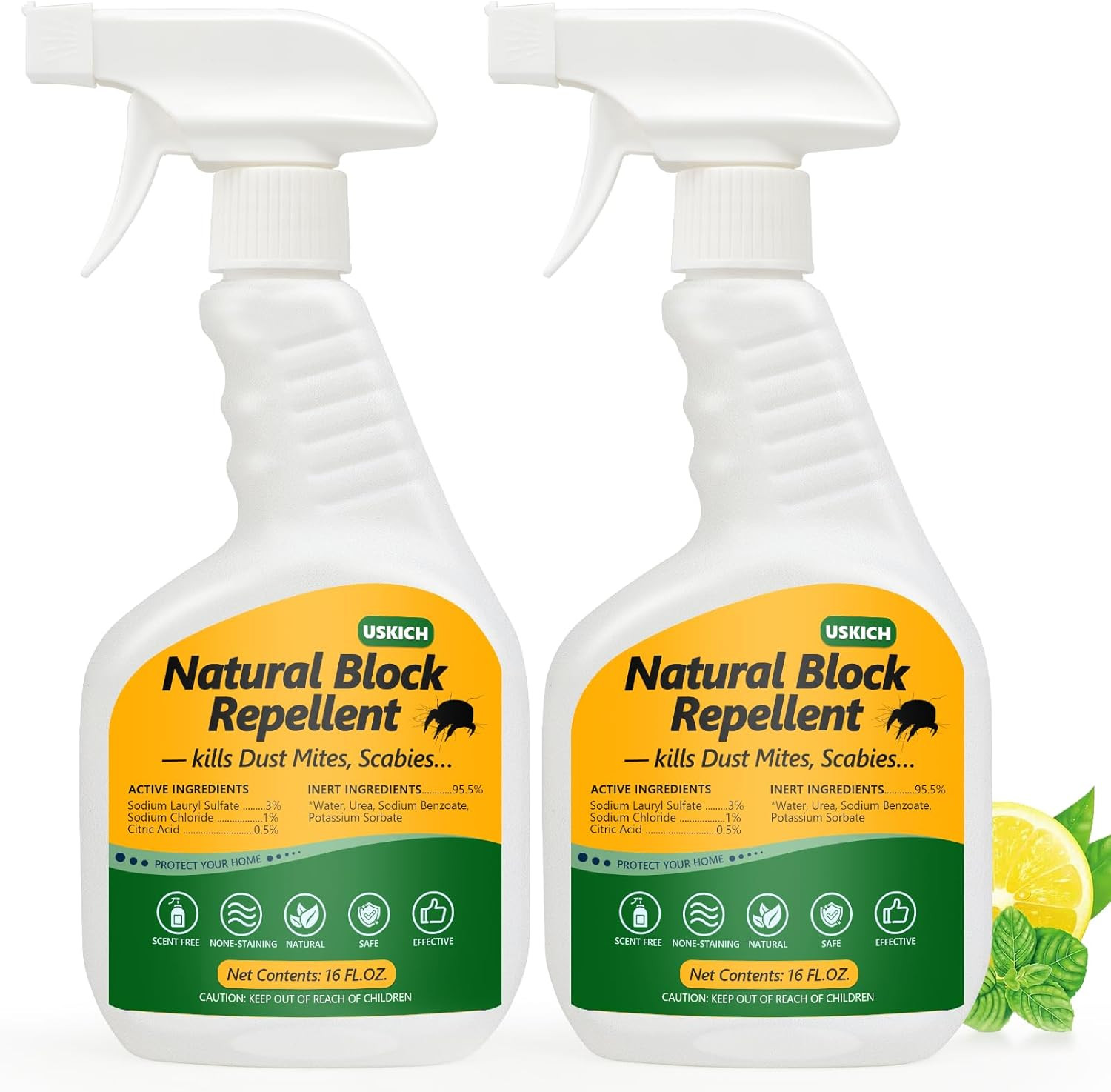 Mite Treatment Spray– 16 Oz – Kills Dust, Scabies, Spider, Carpet, Bird, Mouse &