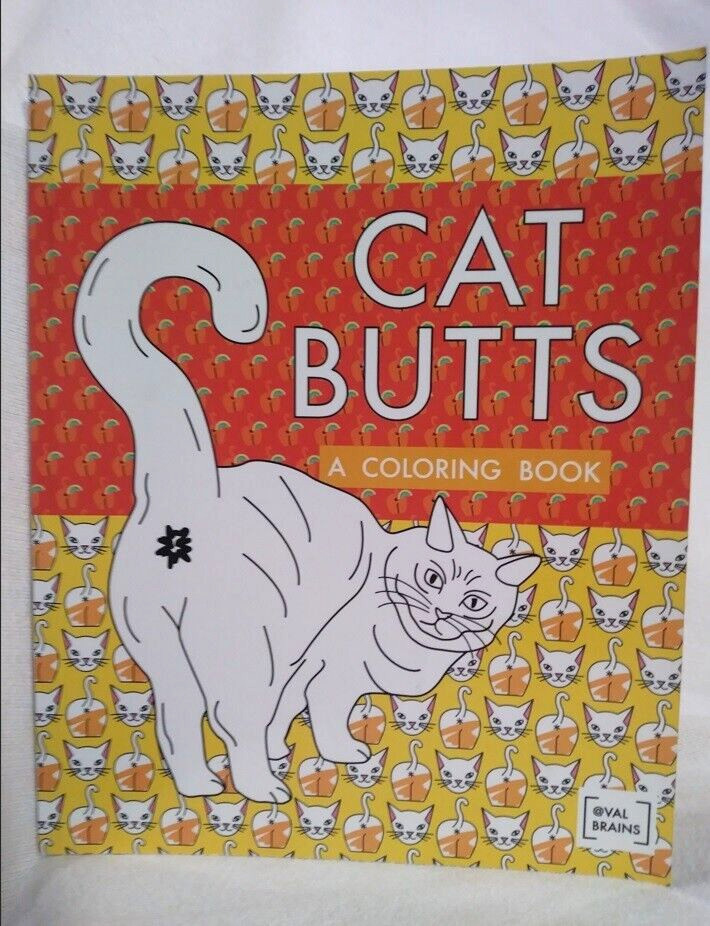 Novelty Gift Coloring Book for Adults Cat Butts Val Brains 44 pages 21 designs