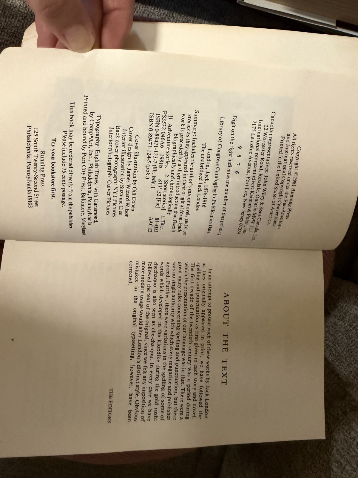 The Unabridged Jack London – Running Press 1981 – Large PB – Excellent Condition