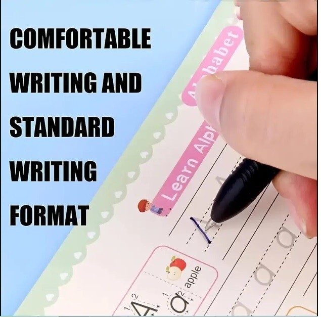 4Pc Groove Books for Kids,Magic Practice,Reusable Handwriting Workbook Kids 3+
