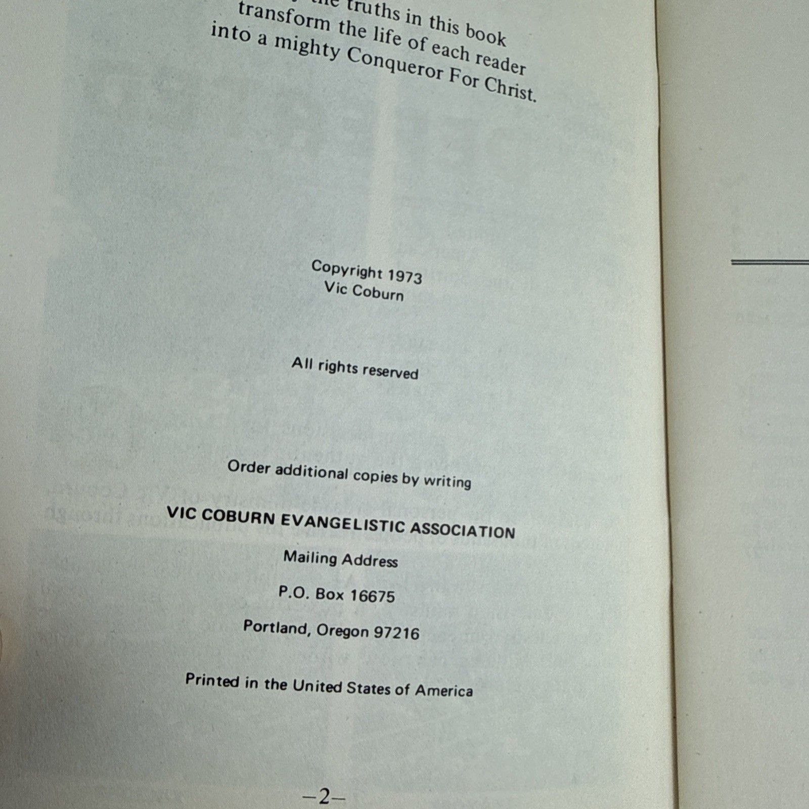 The Devil is Defeated – Vic Coburn – 1973 – 32 pages – Rare – Pentecostal