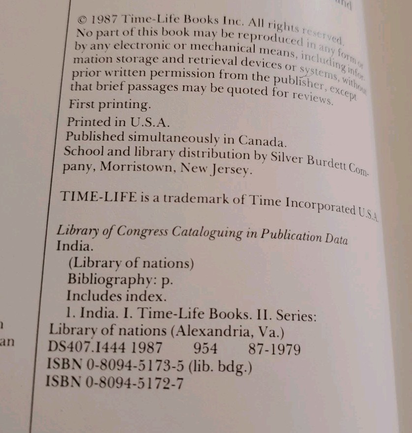 India Hardcover Time-Life Books Editors