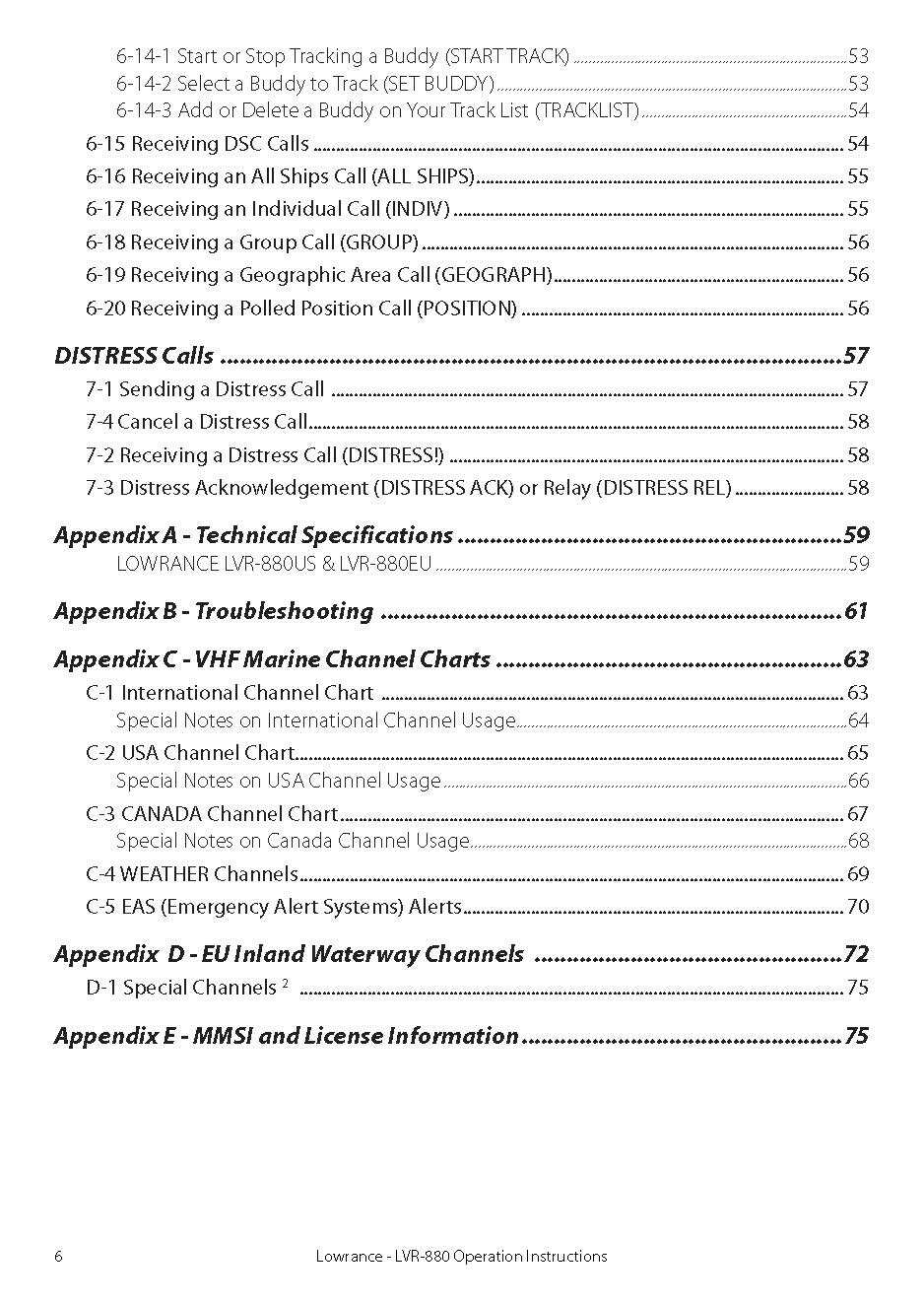 Lowrance LVR 880 VHF Radio Operator Manual Instructions: 76 Pages, Color, Coiled