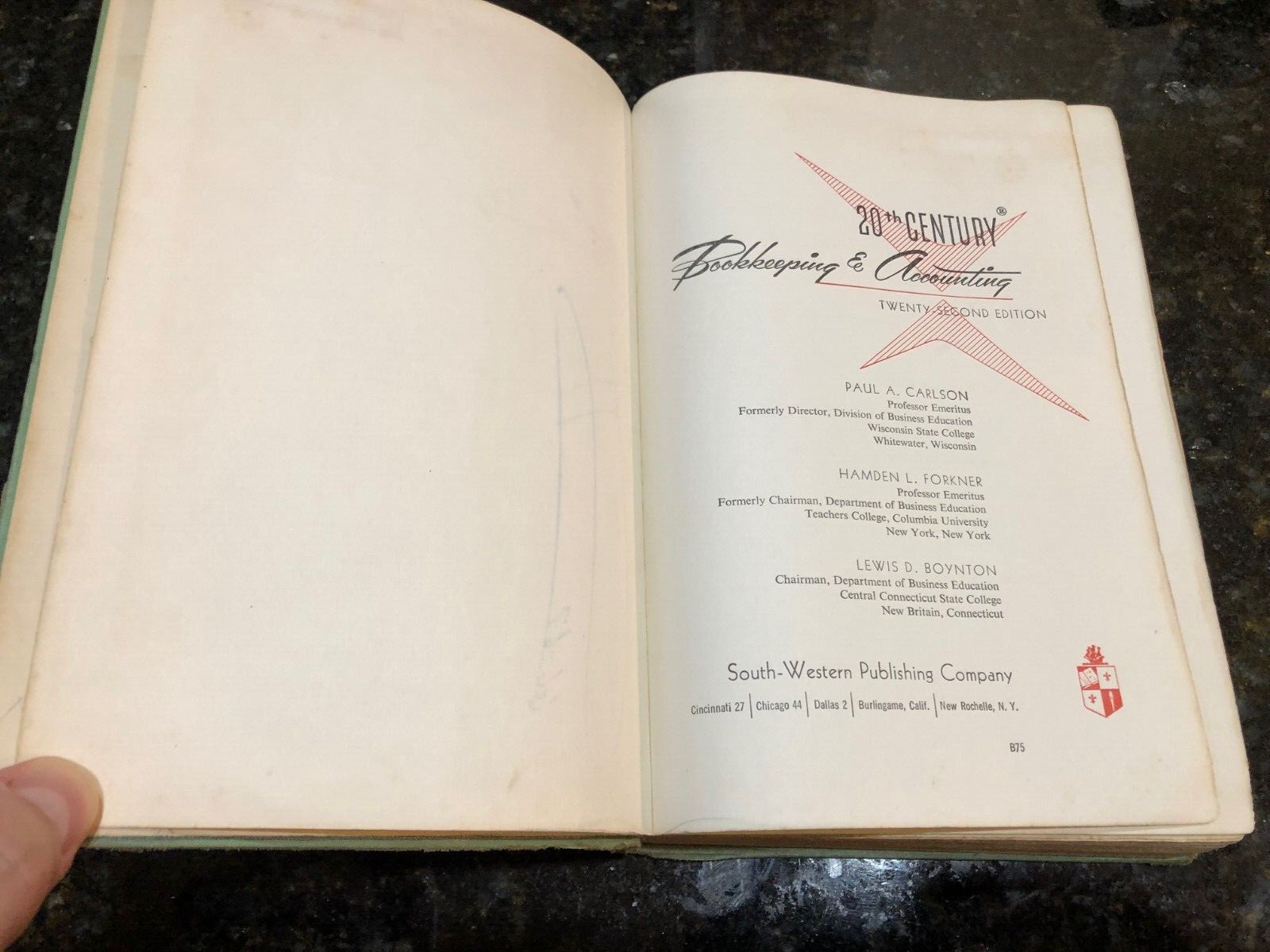 1952 & 1957 20th CENTURY BOOKKEEPING & ACCOUNTING 20th/22nd Eds. Carlson Forkner