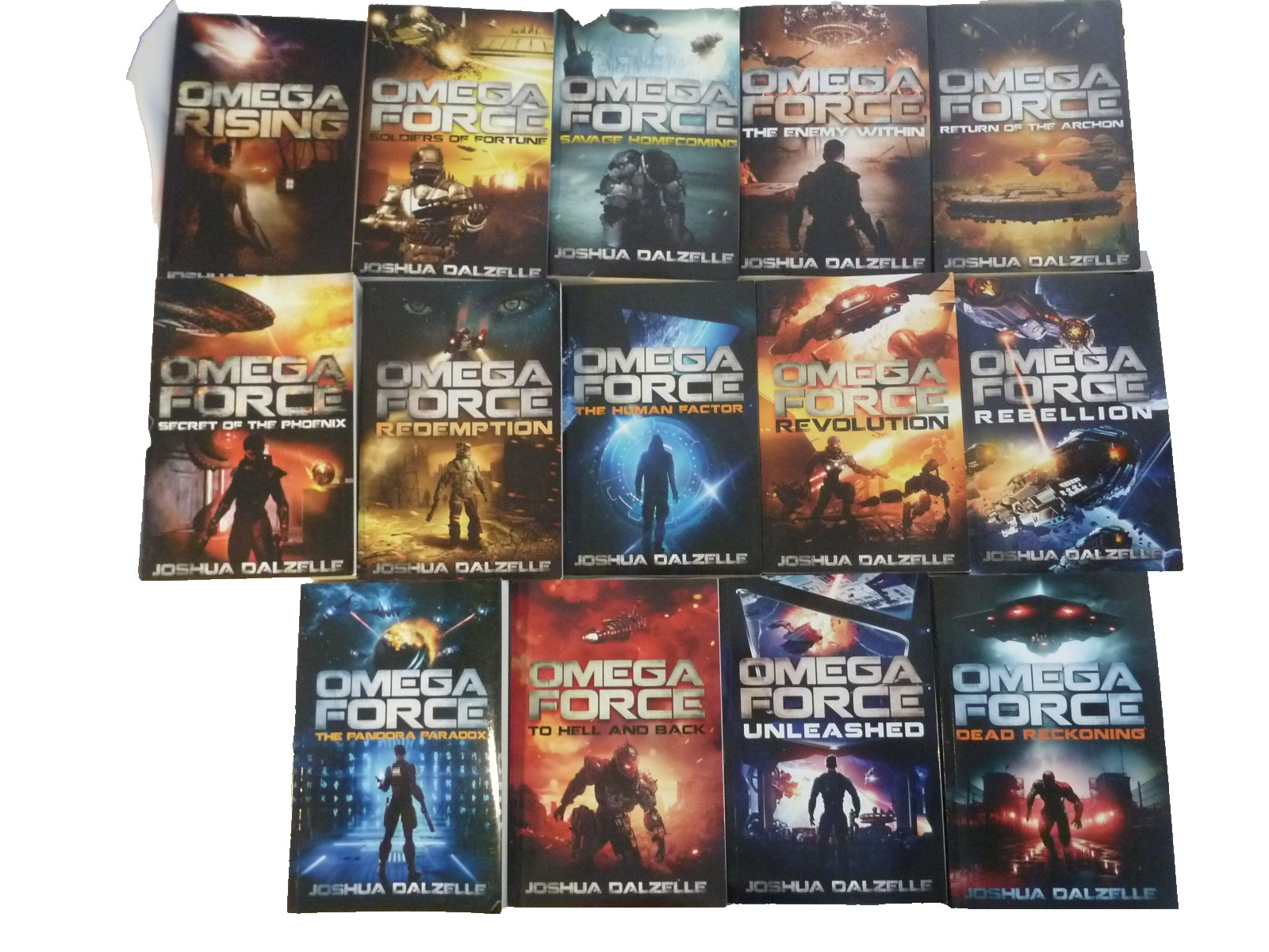 FOURTEEN (14) JOSHUA DALZELLE trade paperbacks in the Omega Force series