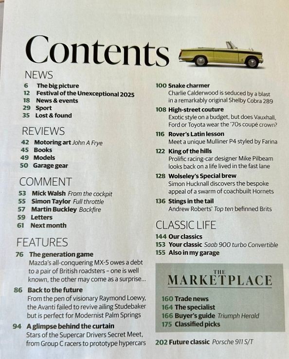 Classic & Sports Car Auto Magazine * October 2025 * Twin-Cam Trilogy