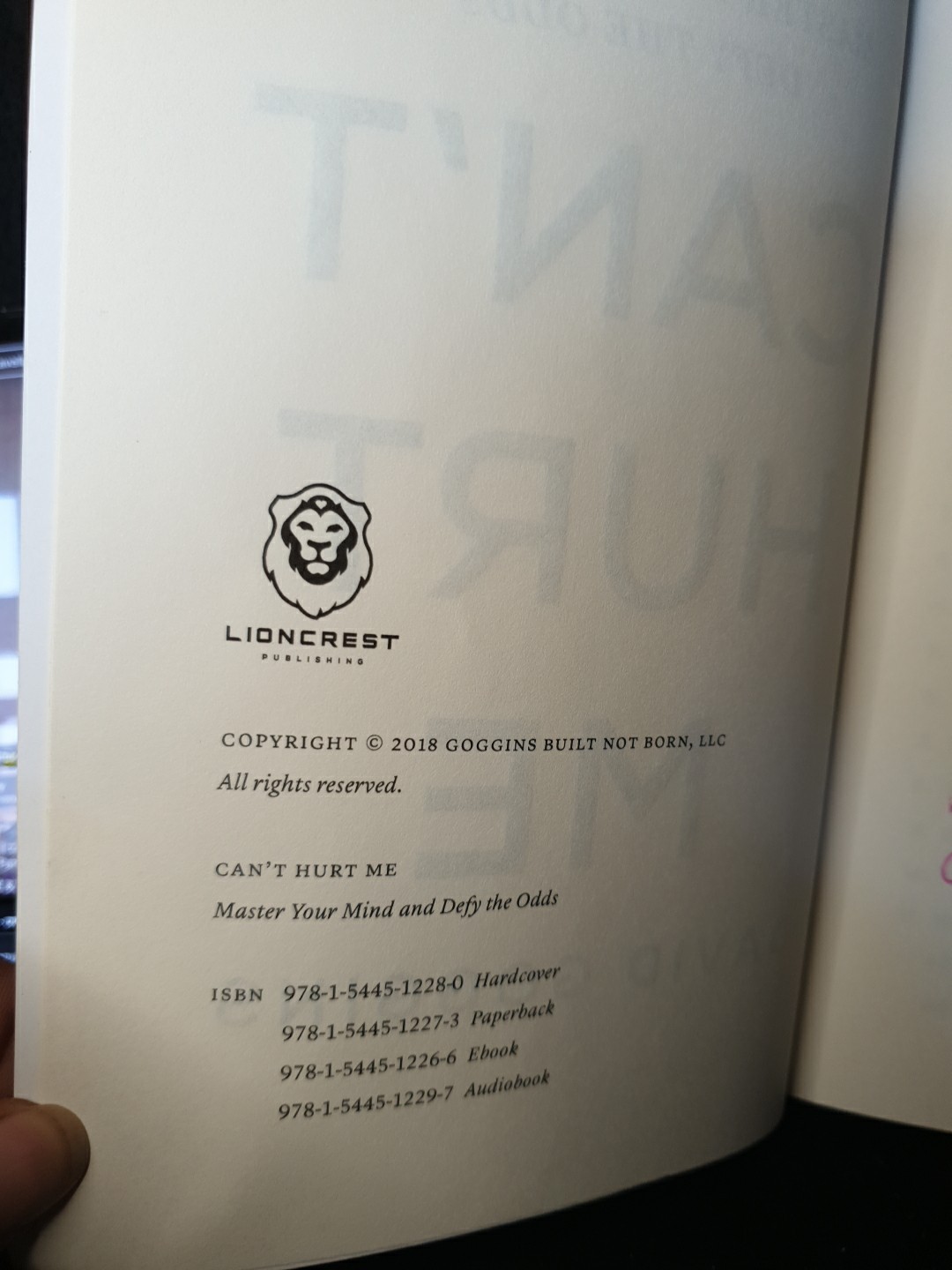 Can’t Hurt Me David Goggins 2018 Paperback Self-Help Motivation Book