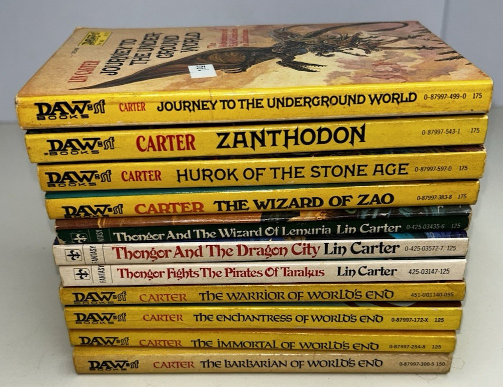 Lot of 11 Lin Carter PB Books VTG Zanthodon Thongor World’s End 1980s