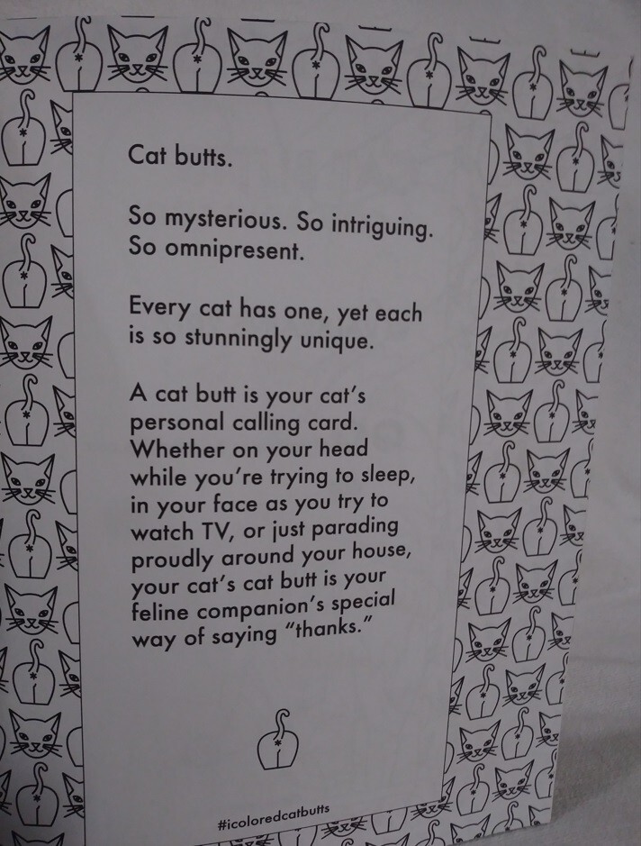 Novelty Gift Coloring Book for Adults Cat Butts Val Brains 44 pages 21 designs
