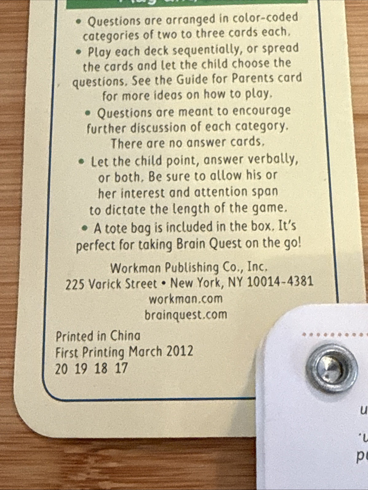 Brain Quest Ages 2-3 My First Deck 1 & 2 350 Questions To Build Skill 4th Ed.