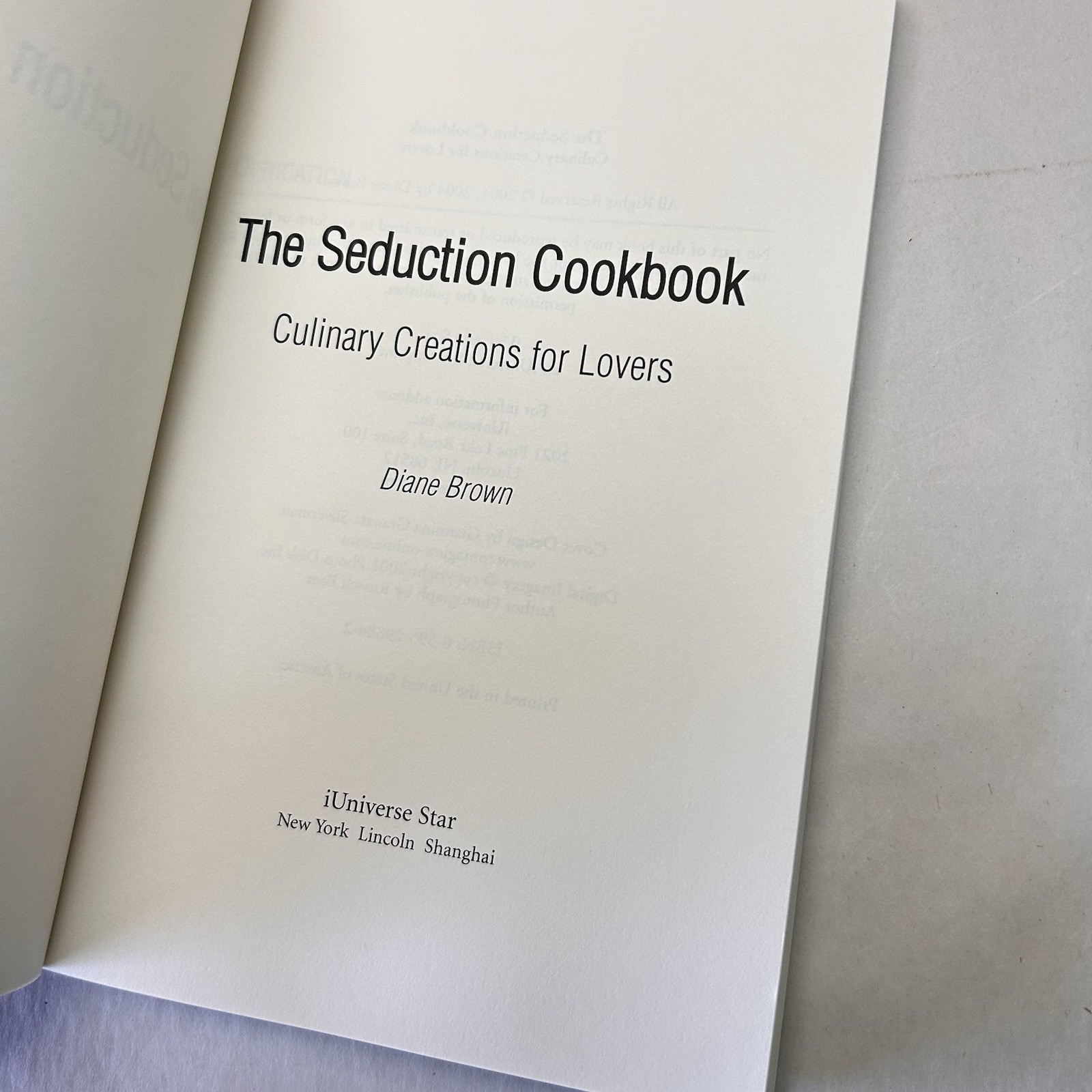 The Seduction Cookbook Diane Brown Romantic Recipes Cookbook Paperback
