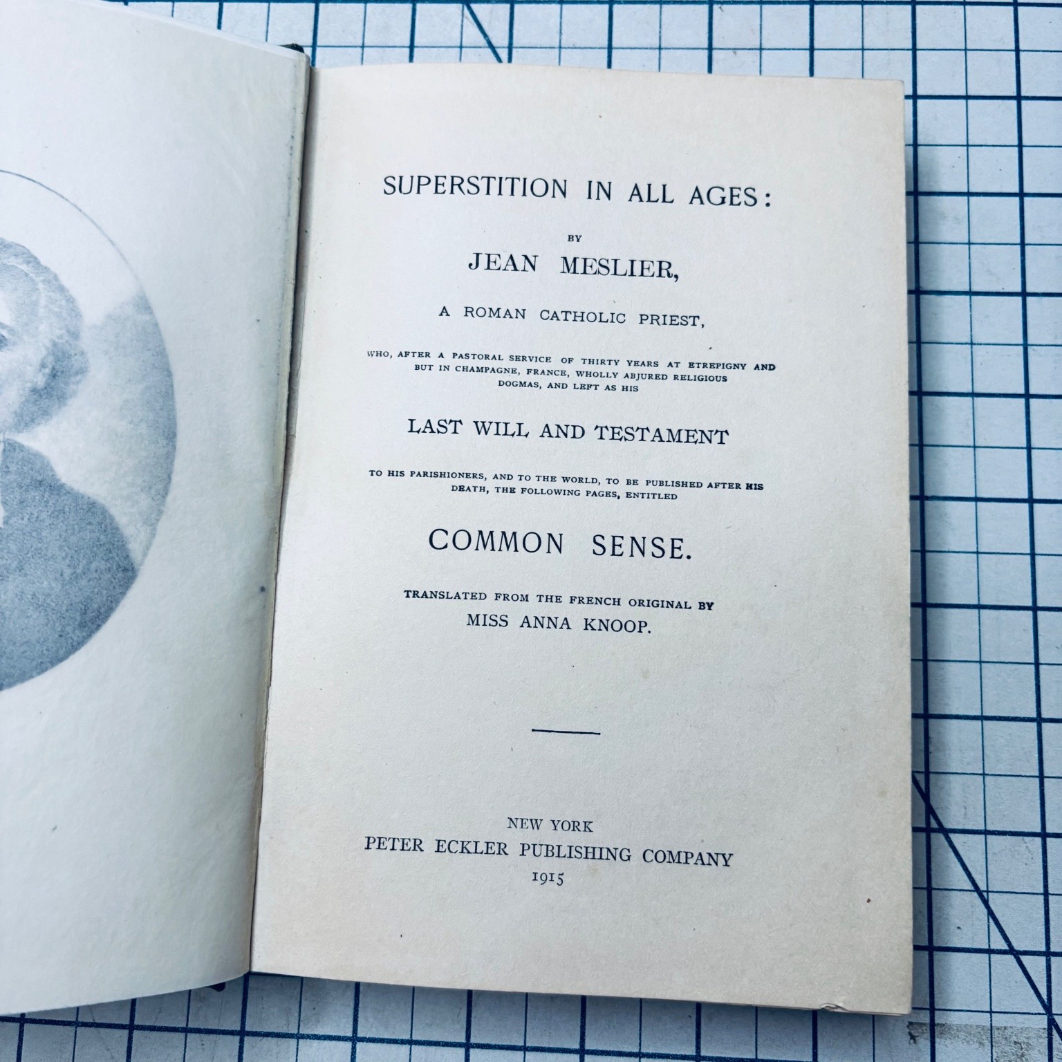 Superstition in All Ages Jean Meslier 1915 Common Sense Anna Knoop Catholic