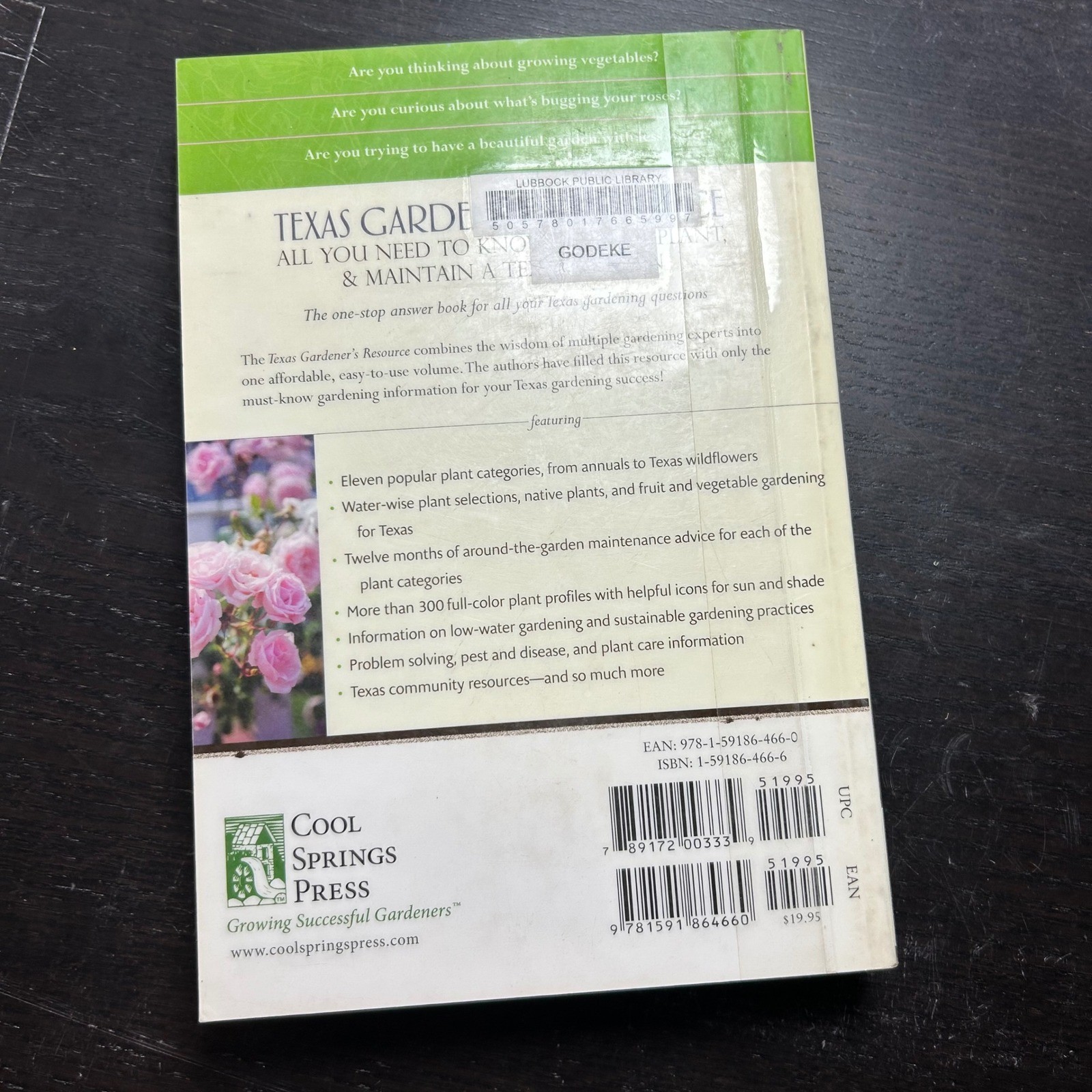 Texas Gardener’s Resource Dale Groom Dan Gill Paperback 2009 Cool Springs Press