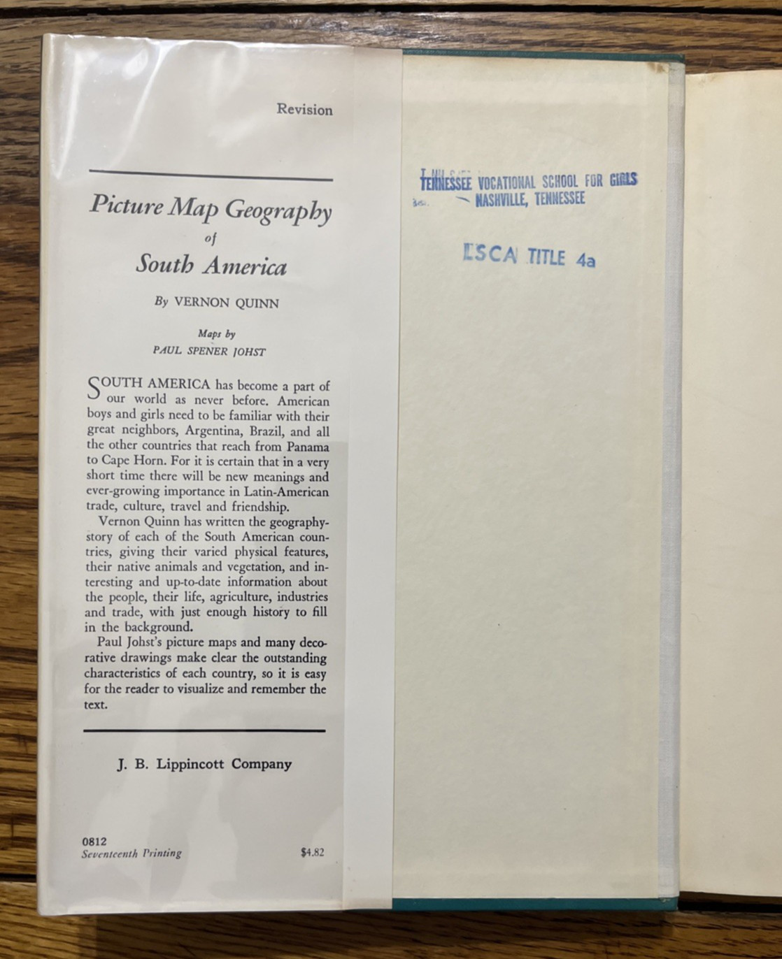 Picture Map Geography of South America, by Vernon Quinn, HCDJ 1959 Edition
