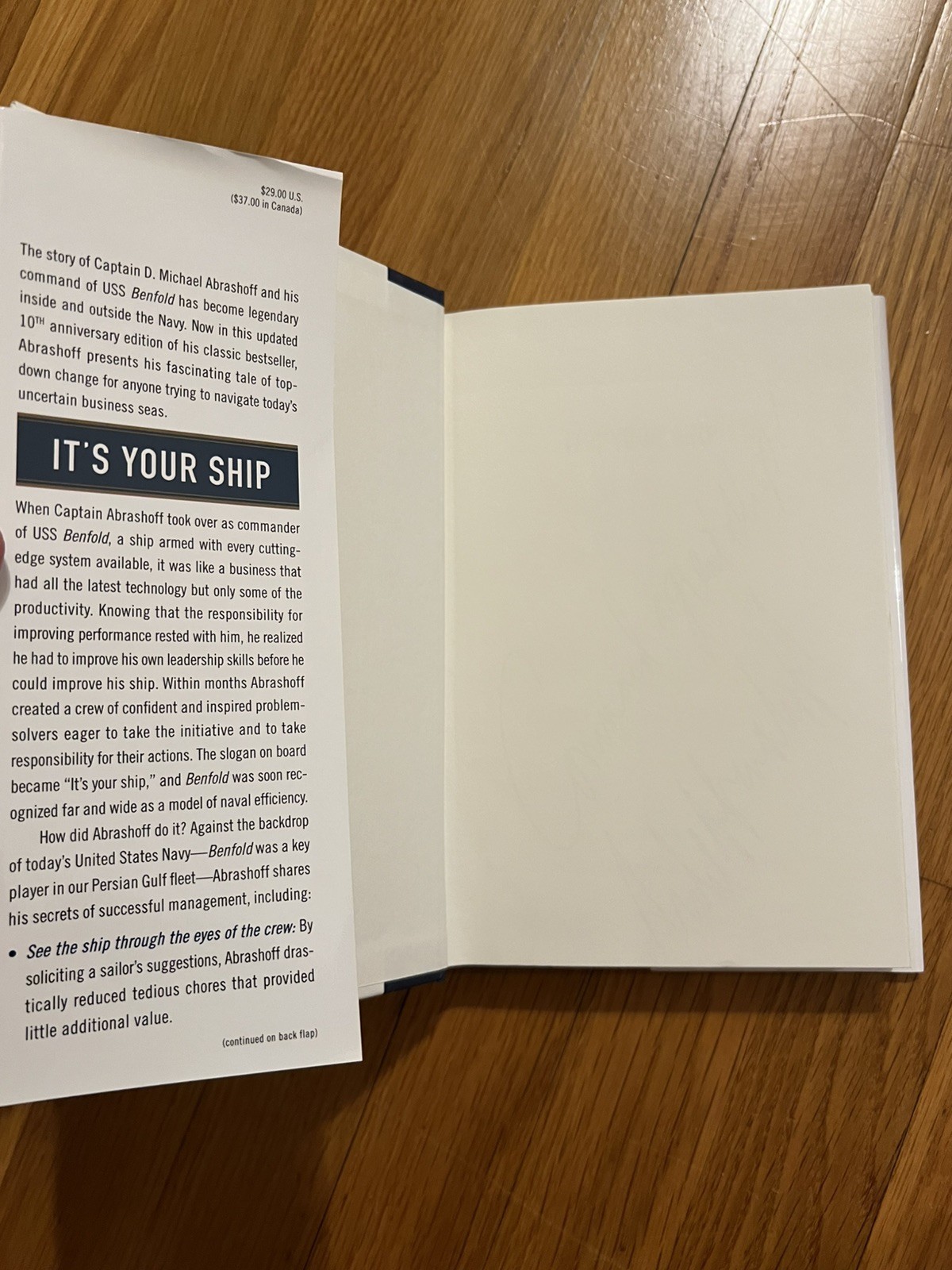 It’s Your Ship By Captain D. Michael Abrashoff. Signed Hardcover Very Good