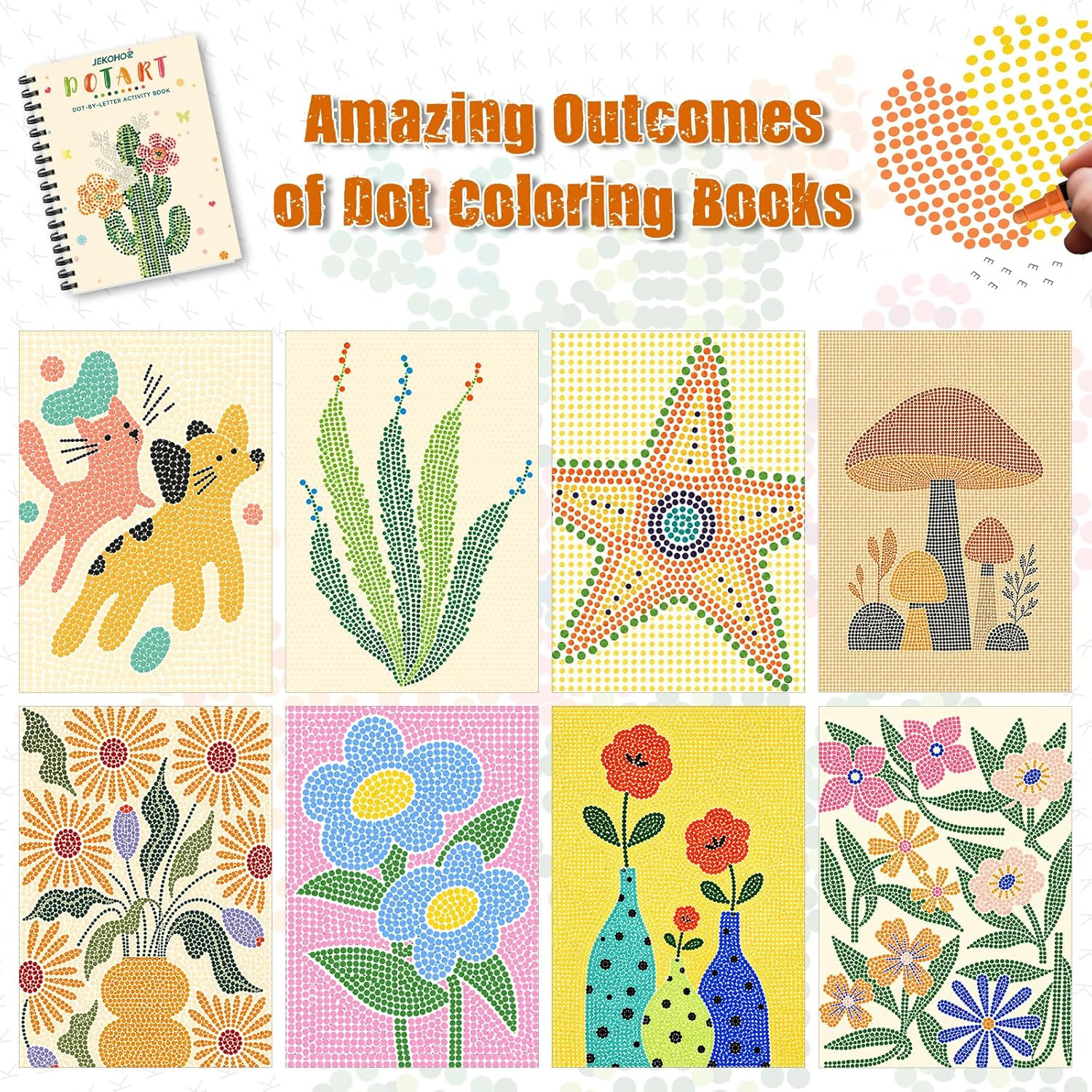 Dot Art for Adults-Coloring Book with 30 Patterns for Relaxation and Stress Reli