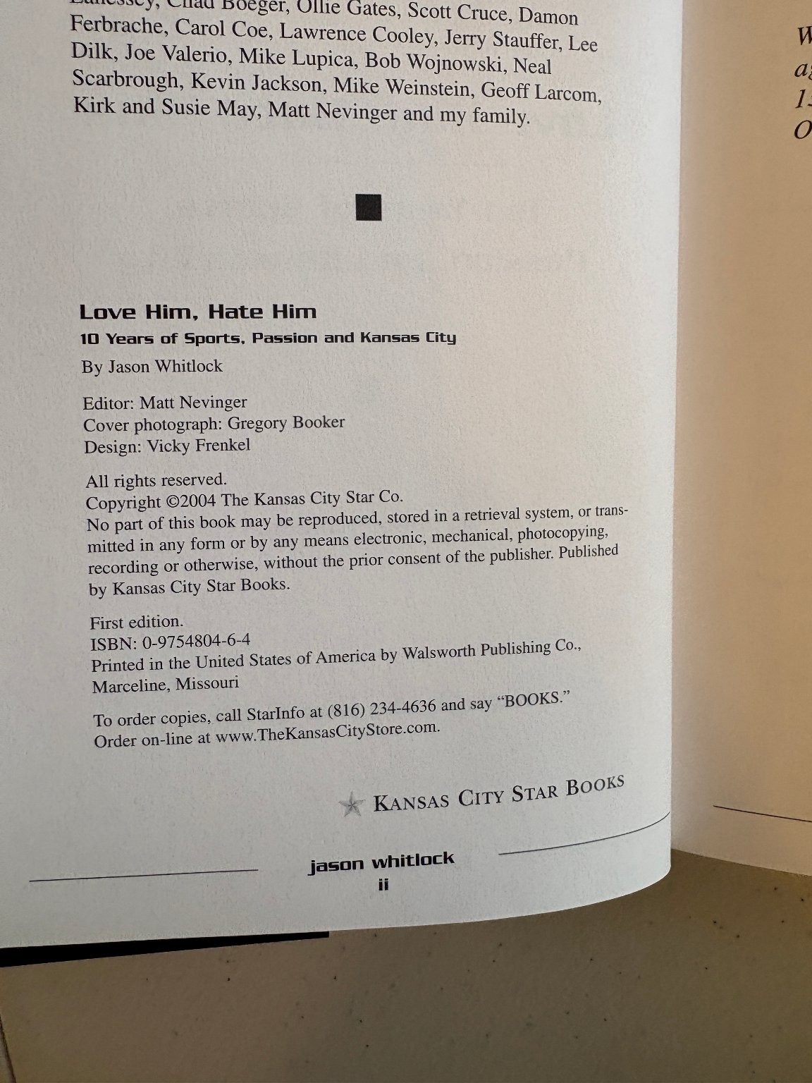 Love Him, Hate Him Jason Whitlock 2004 Kansas City Sports Journalism Hardcover