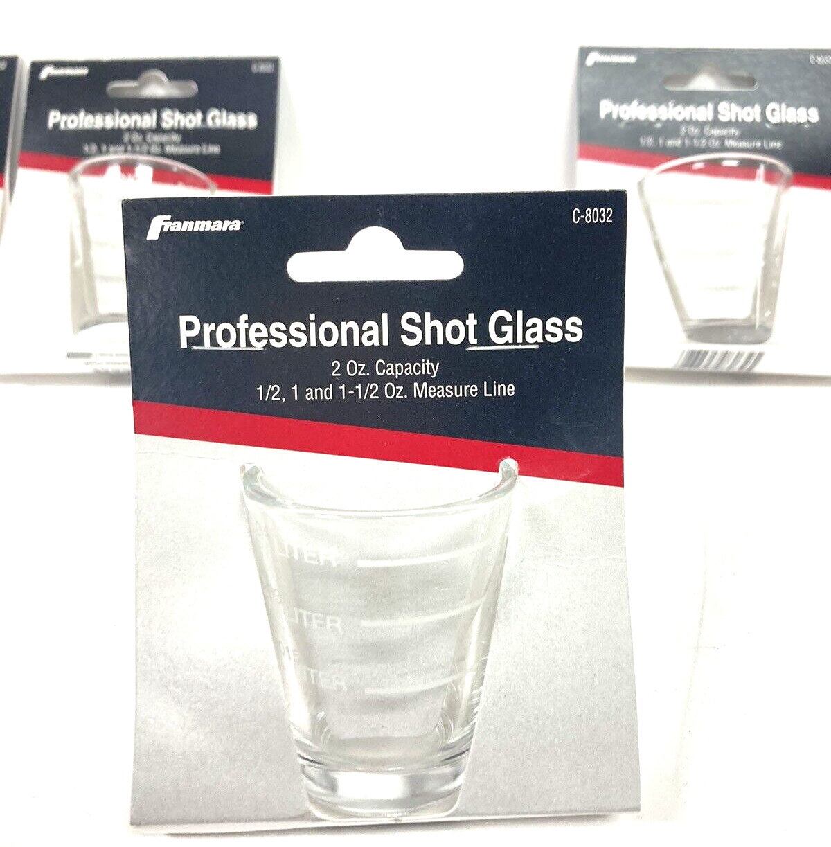 5 Pack Professional Shot Glasses 2 oz Capacity – 1/2, 1, 1-1/2 oz Measure Lines