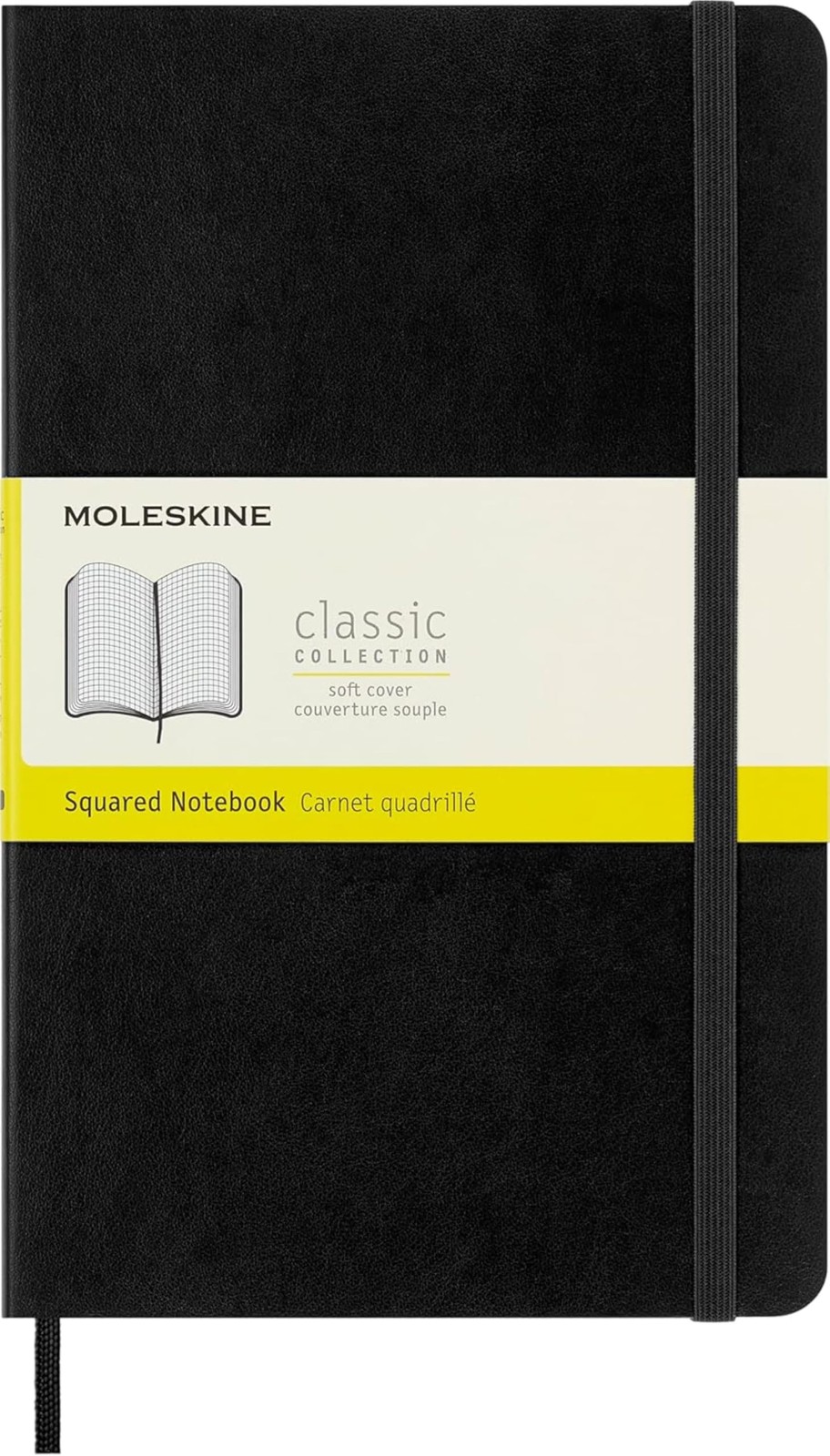 Classic Notebook, Soft Cover, Large (5″ x 8.25″) Squared/Grid, Black, 240 Pages