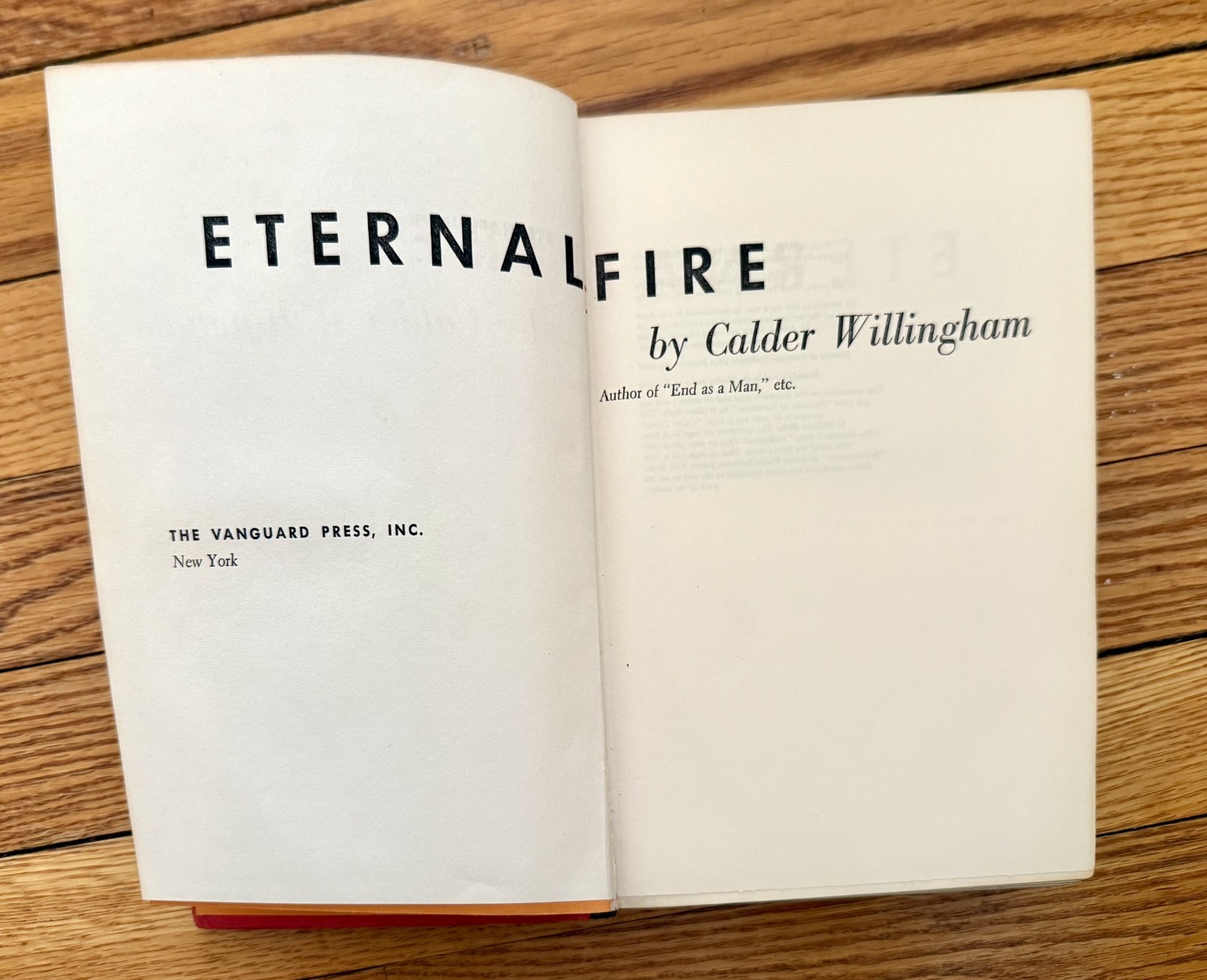 ETERNAL FIRE by Calder Willingham First Edition Hardcover w/DJ 1963 