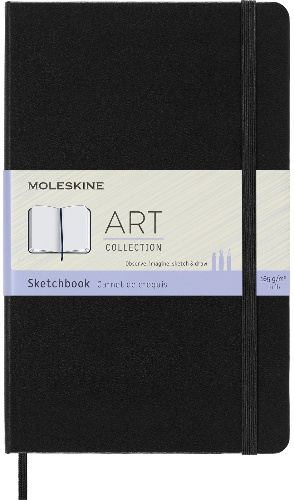 Moleskine Art Plus Sketchbook, Large, Plain, Black, Hard Cover (5 x 8.25)