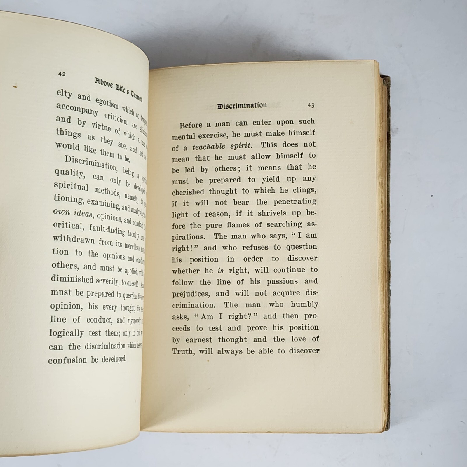 1910 – Above Life’s Turmoil by James Allen – Antique Hardcover Philosophy Book