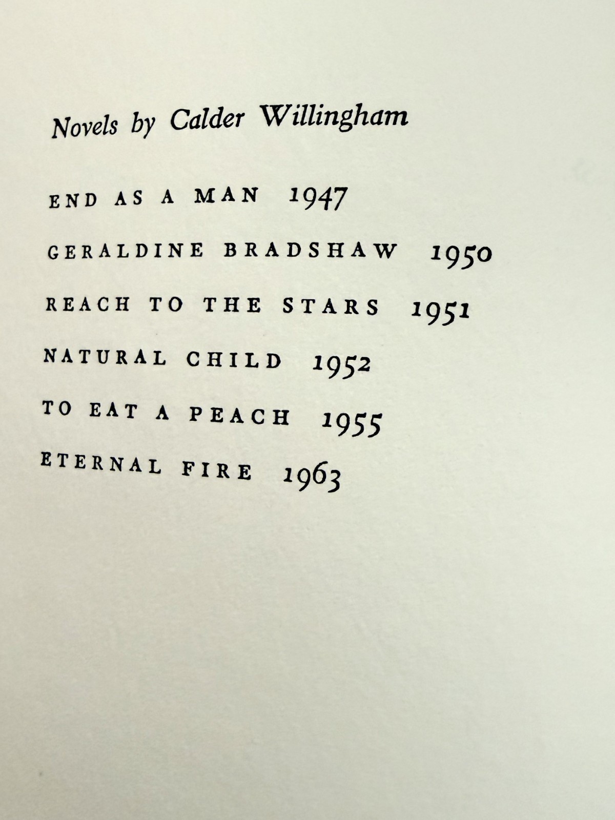 ETERNAL FIRE by Calder Willingham First Edition Hardcover w/DJ 1963 