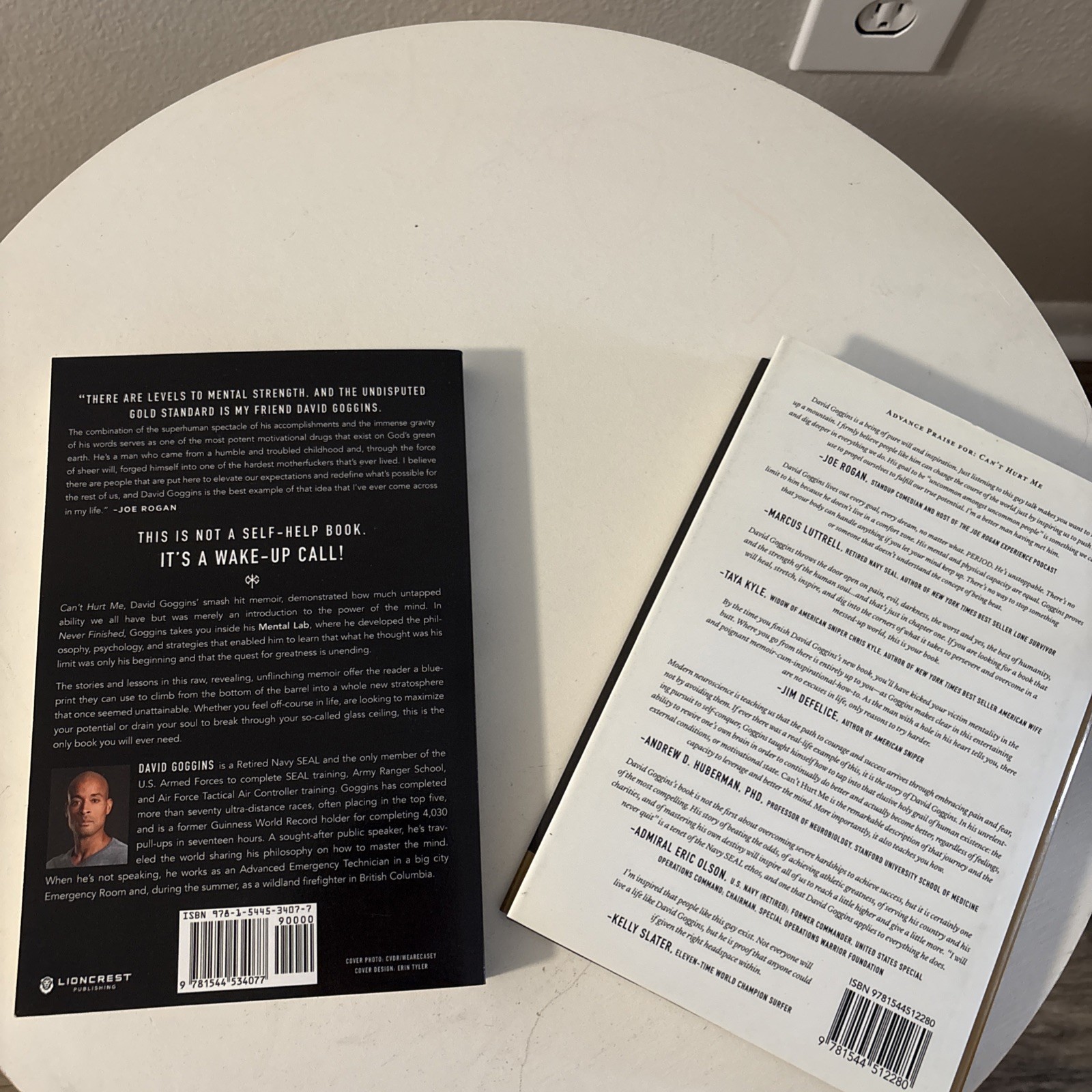 Can’t Hurt Me(hardcopy), Never Finished (paperback) by David Goggins