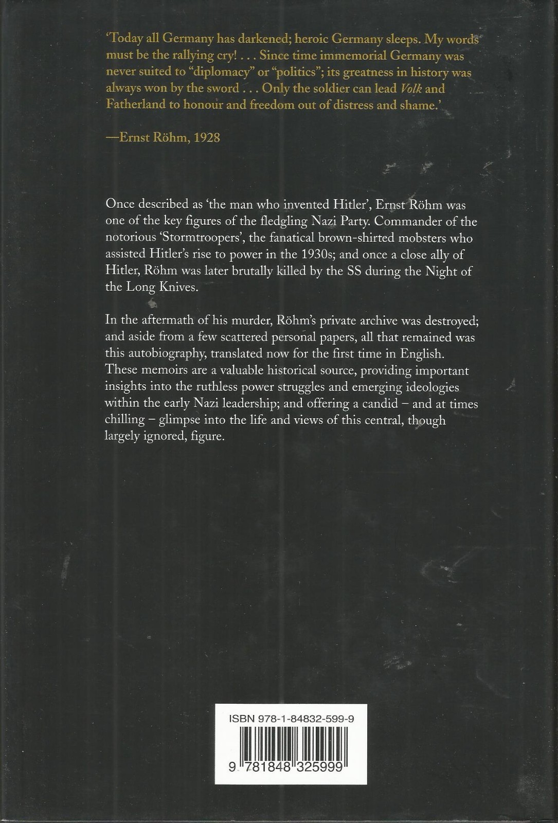 Memoirs of Ernst Rohm by Ernst Rohm Book (2012, Hardcover) NEAR PERFECT