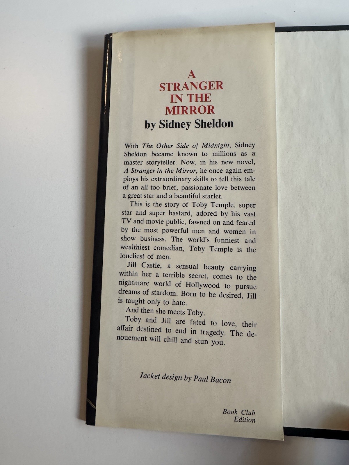Sidney Sheldon A Stranger in the Mirror HC DJ Book Club Edition Vintage Novel