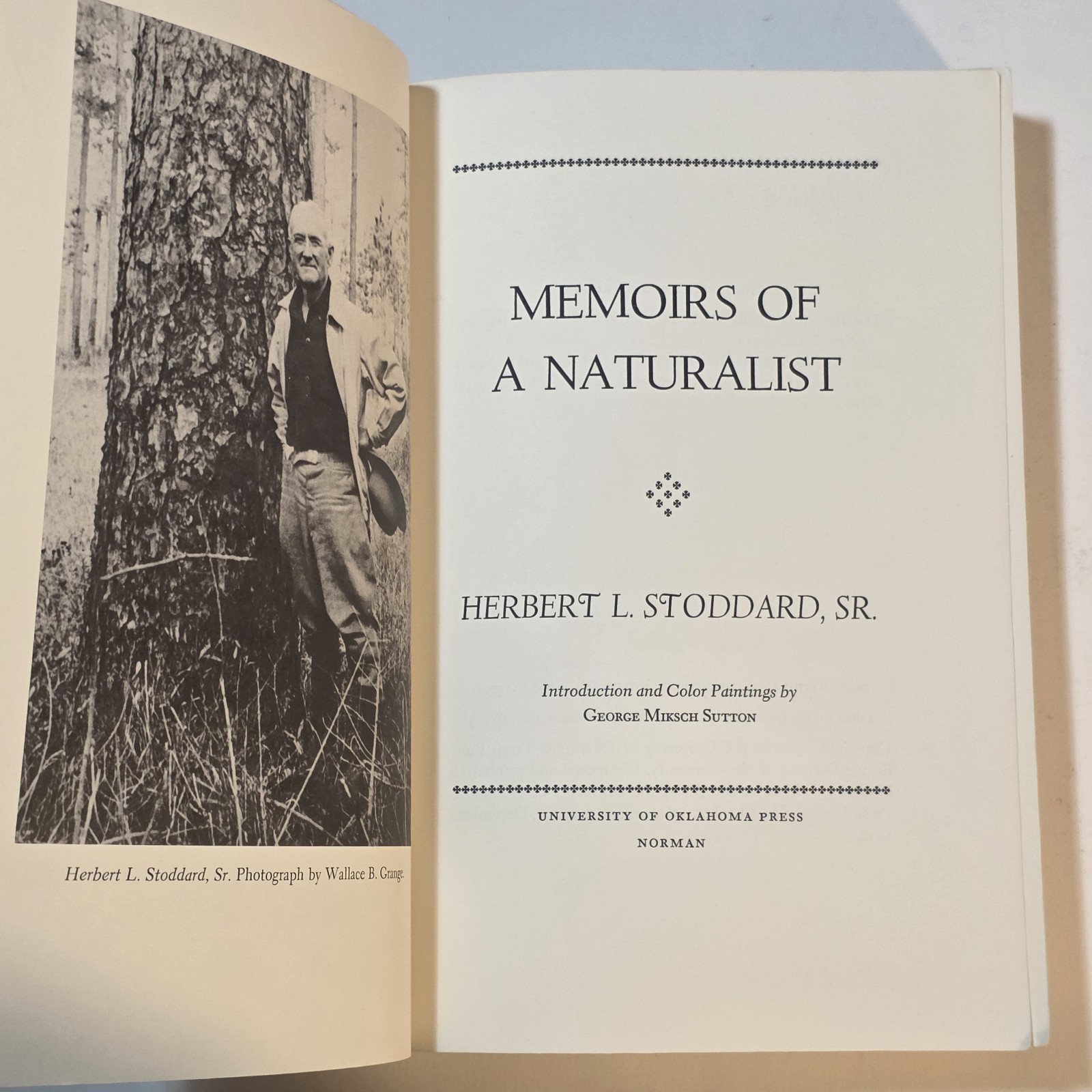 MEMOIRS OF A NATURALIST SOFTCOVER HERBERT L. STODDARD 1969 UNIV. OF OKLAHOMA