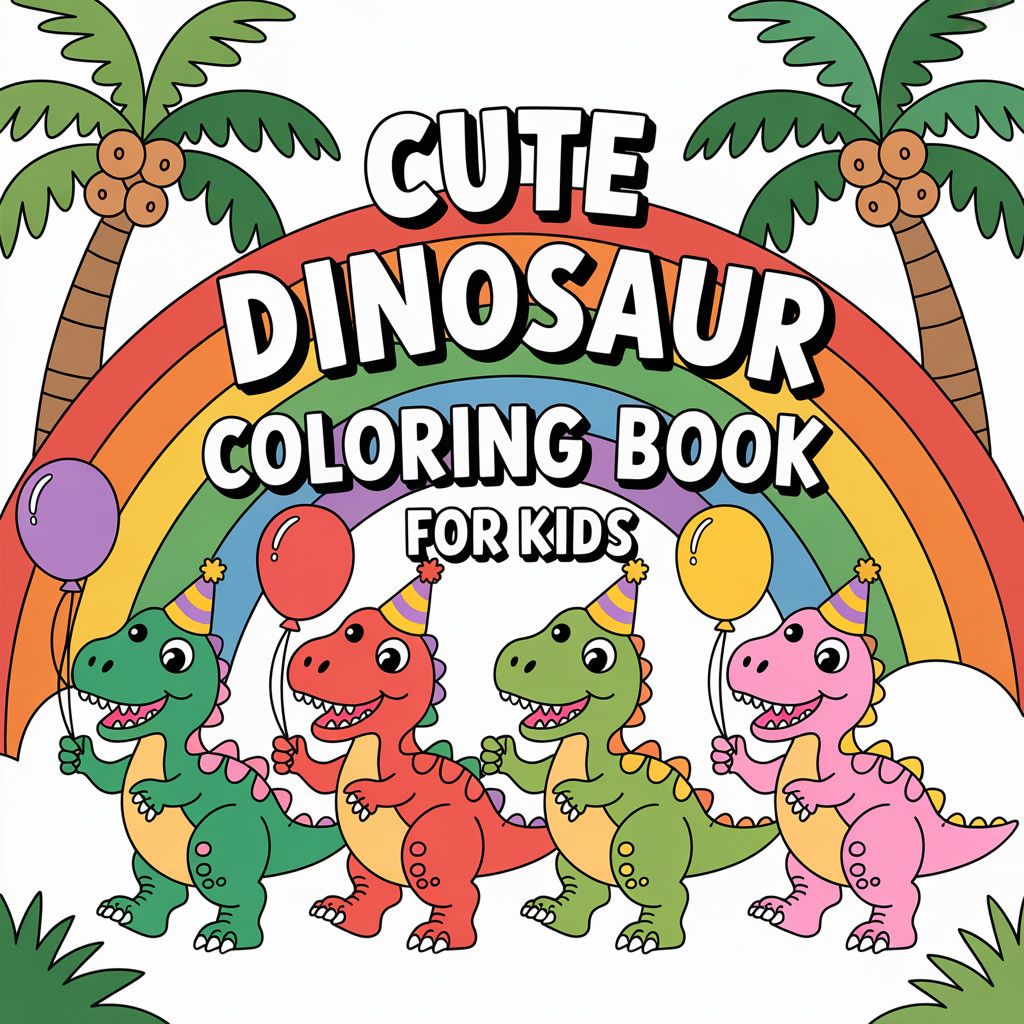 Cute Dinosaurs Coloring Book for Kids Ages 4-8 | Fun Prehistoric Activity Book |
