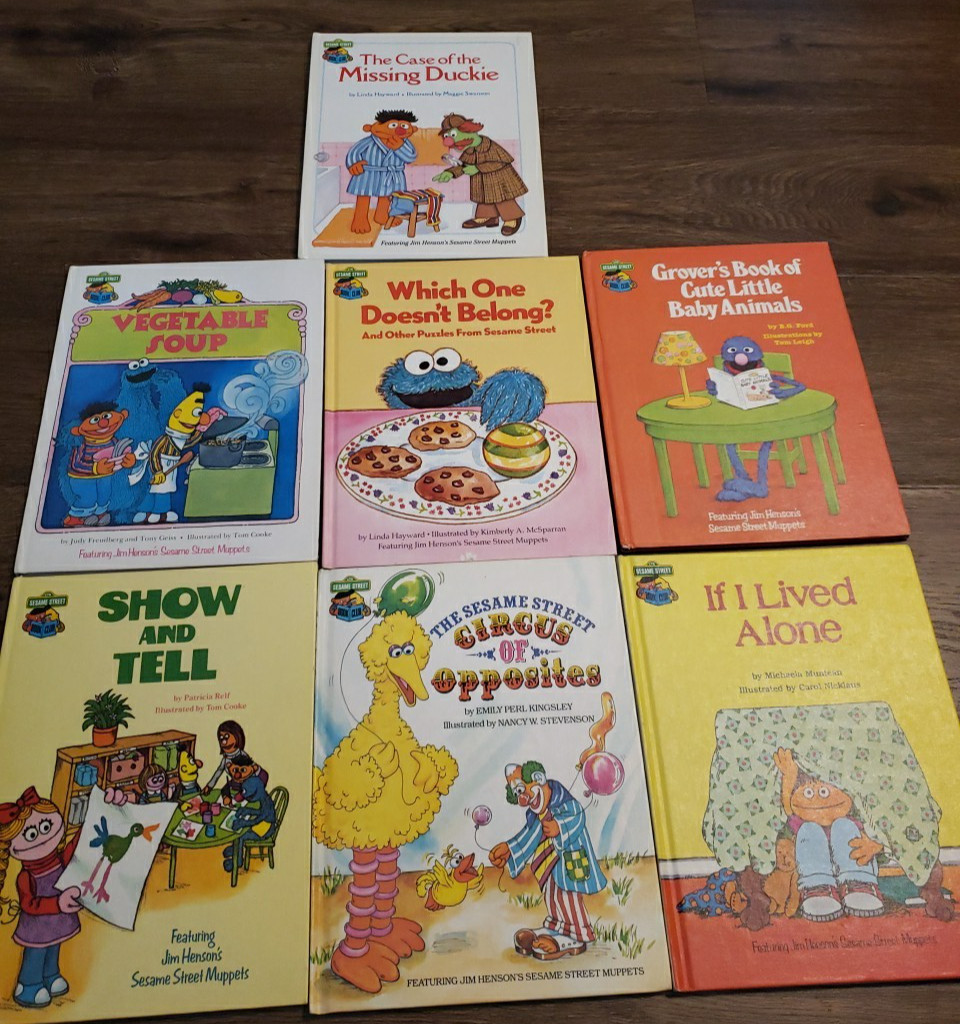 Lot of 9 Sesame Street Book Club Children’s Books Hardcover Vintage 1980s