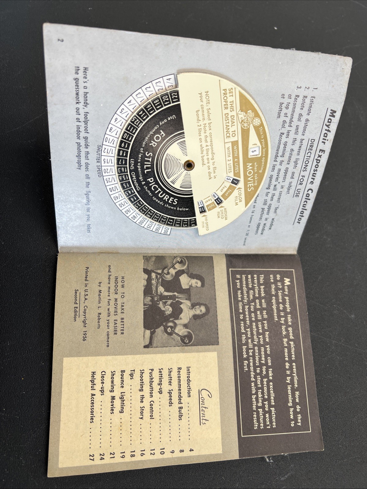 1955 How to Take Better Indoor Movies Easier W/ lighting exposure wheel Roberts