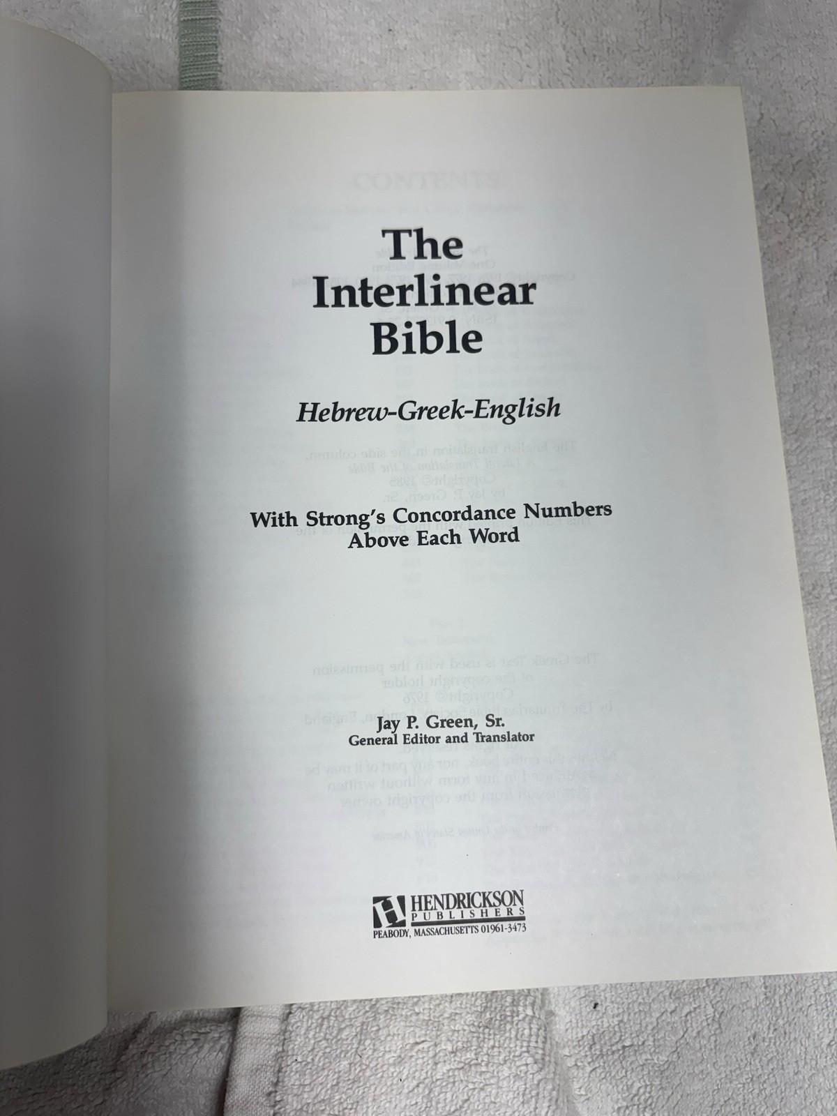 The Interlinear Bible Hebrew Greek English Jay P Green 1986 Hardcover Strongs HC