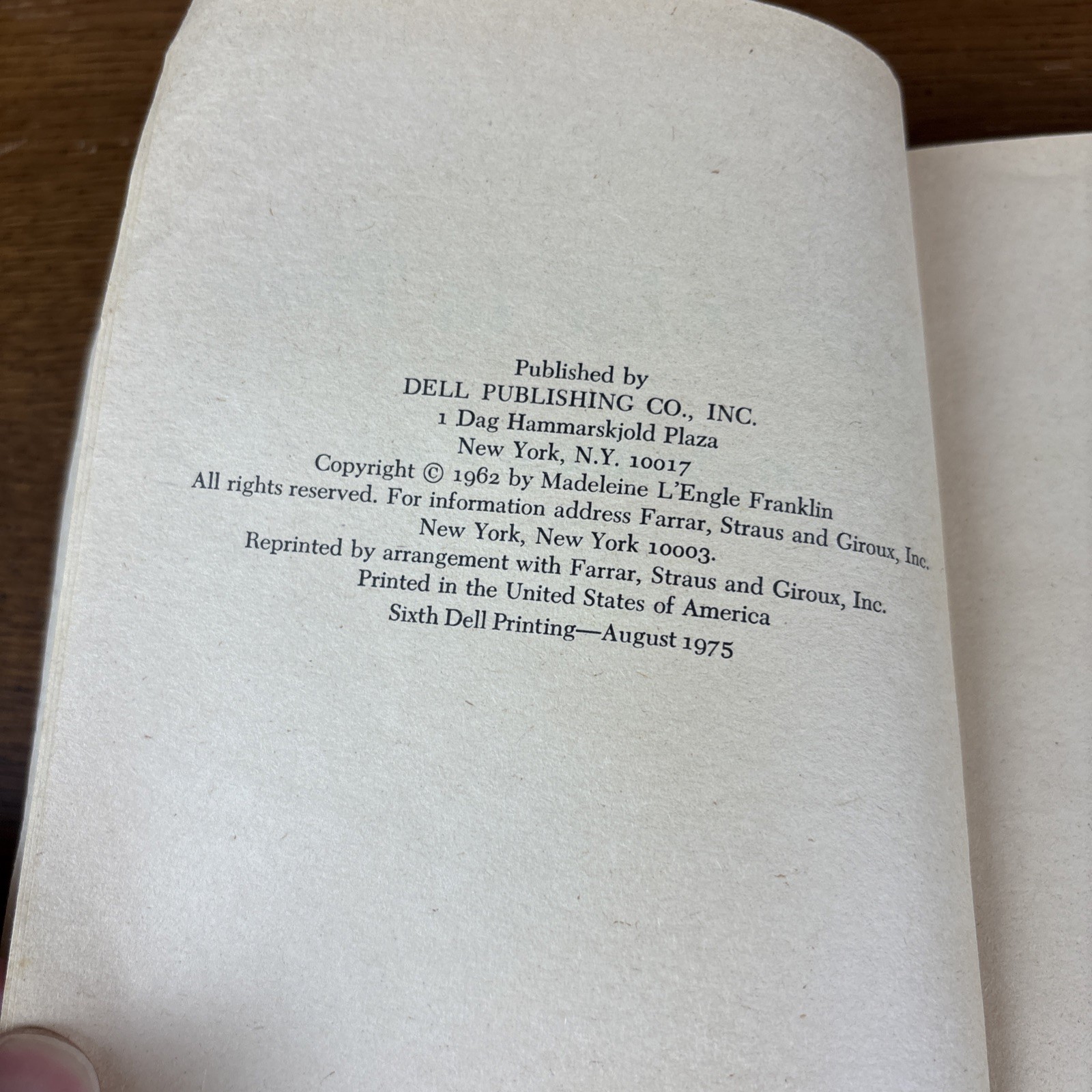 A Wrinkle in Time by Madeleine L’Engle 1975 Dell Yearling