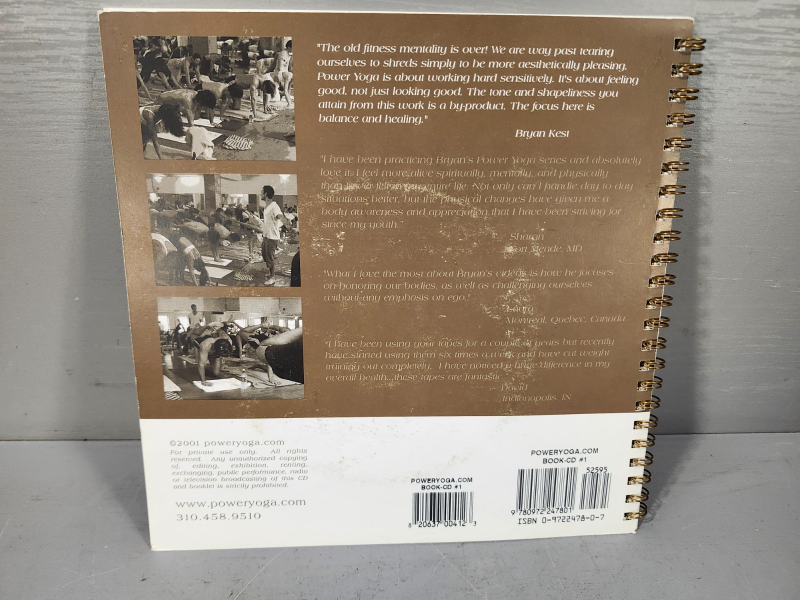 Bryan Kest’s Power Yoga 90 minute Workout Spiral Training Booklet w/ 2 Audio CD